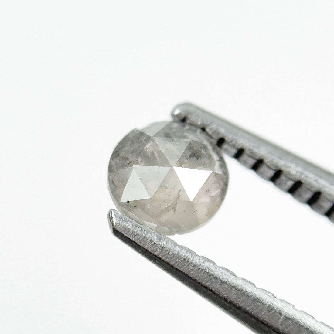 0.42 Ct Round Rose Cut Grey Natural Salt and Pepper Diamond