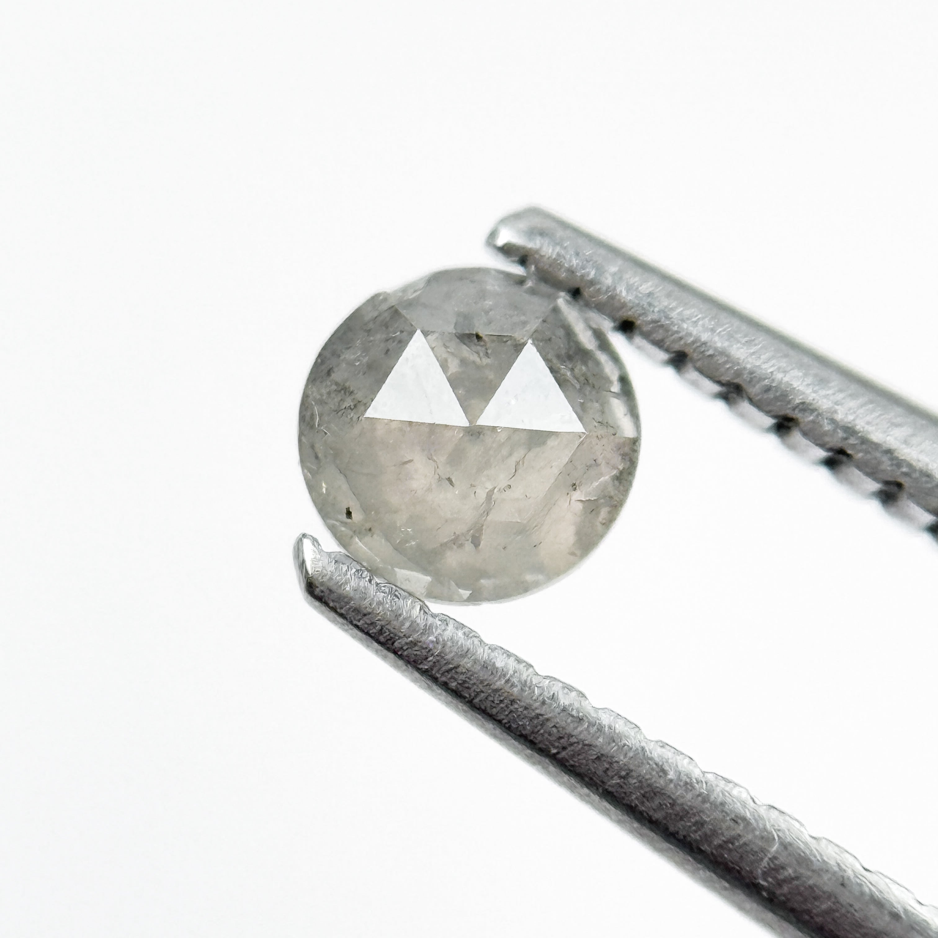 0.42 Ct Round Rose Cut Grey Natural Salt and Pepper Diamond