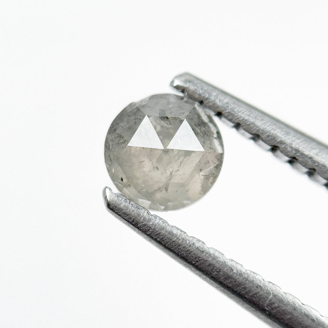 0.42 Ct Round Rose Cut Grey Natural Salt and Pepper Diamond