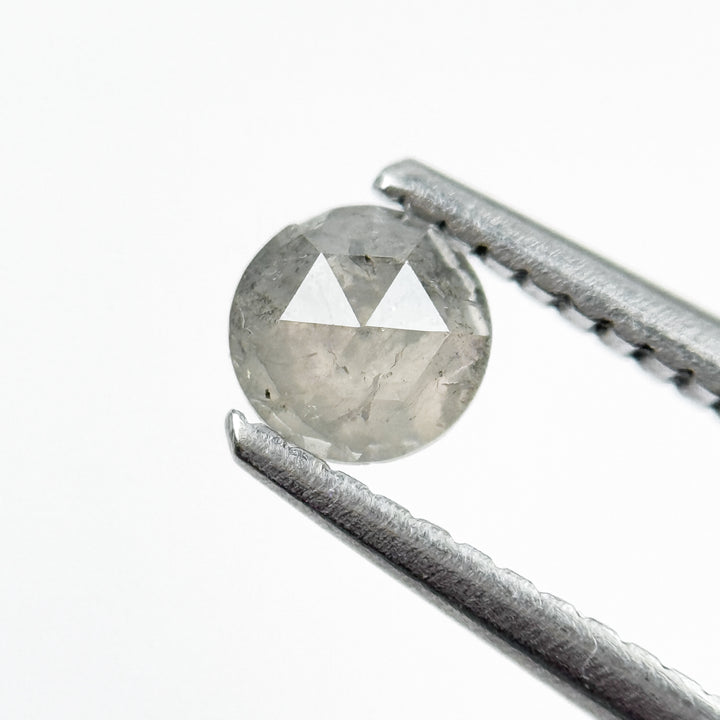 0.42 Ct Round Rose Cut Grey Natural Salt and Pepper Diamond