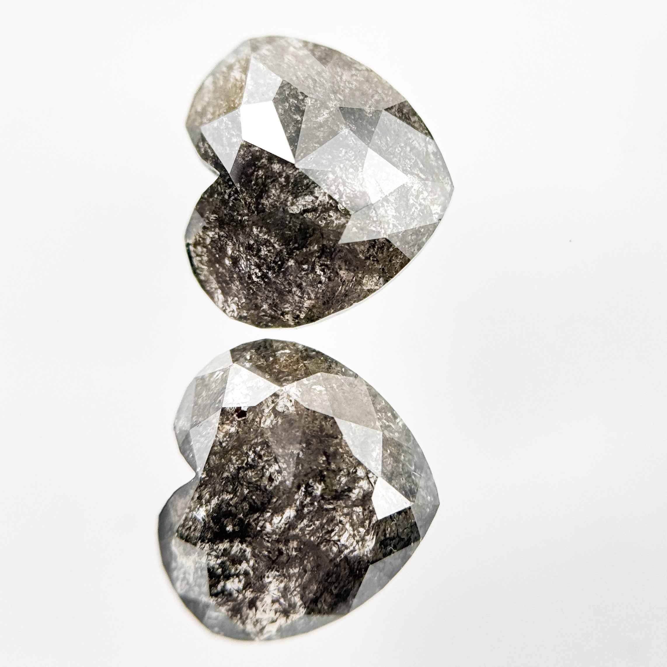 9 MM Heart Rose Cut Grey Natural Galaxy Diamond