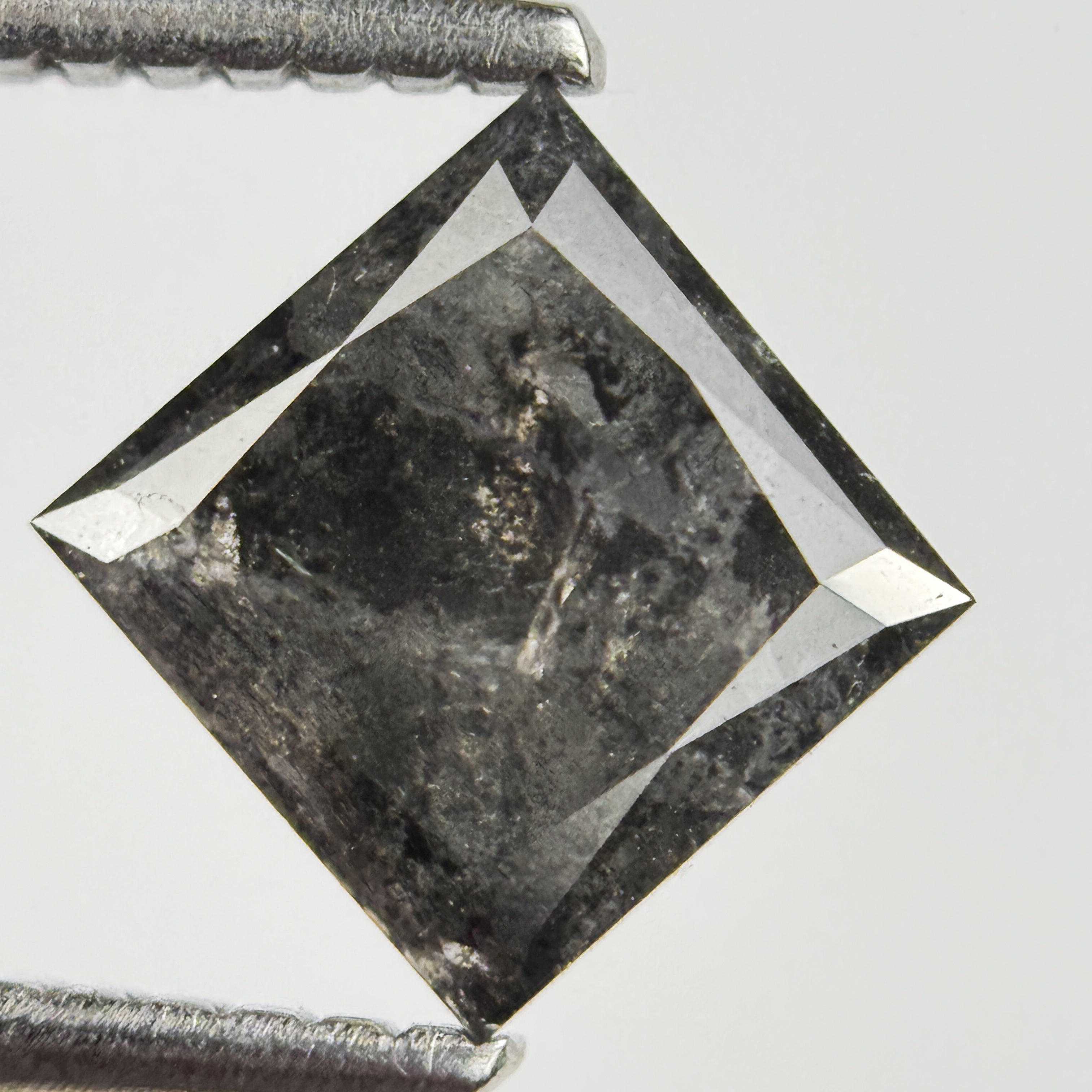 1.33 Ct Princess Rose Cut Grey Natural Salt and Pepper Diamond