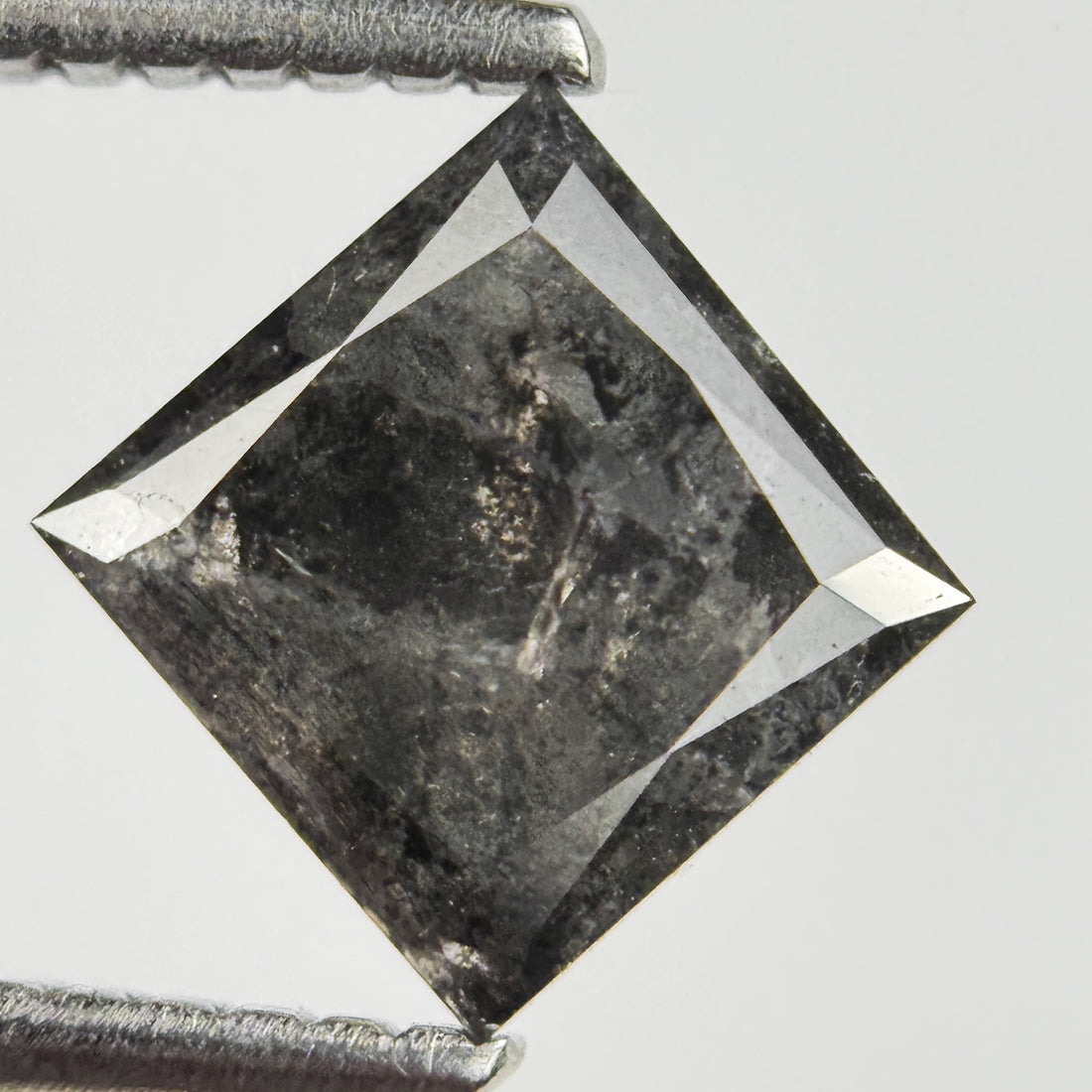 1.33 Ct Princess Rose Cut Grey Natural Salt and Pepper Diamond