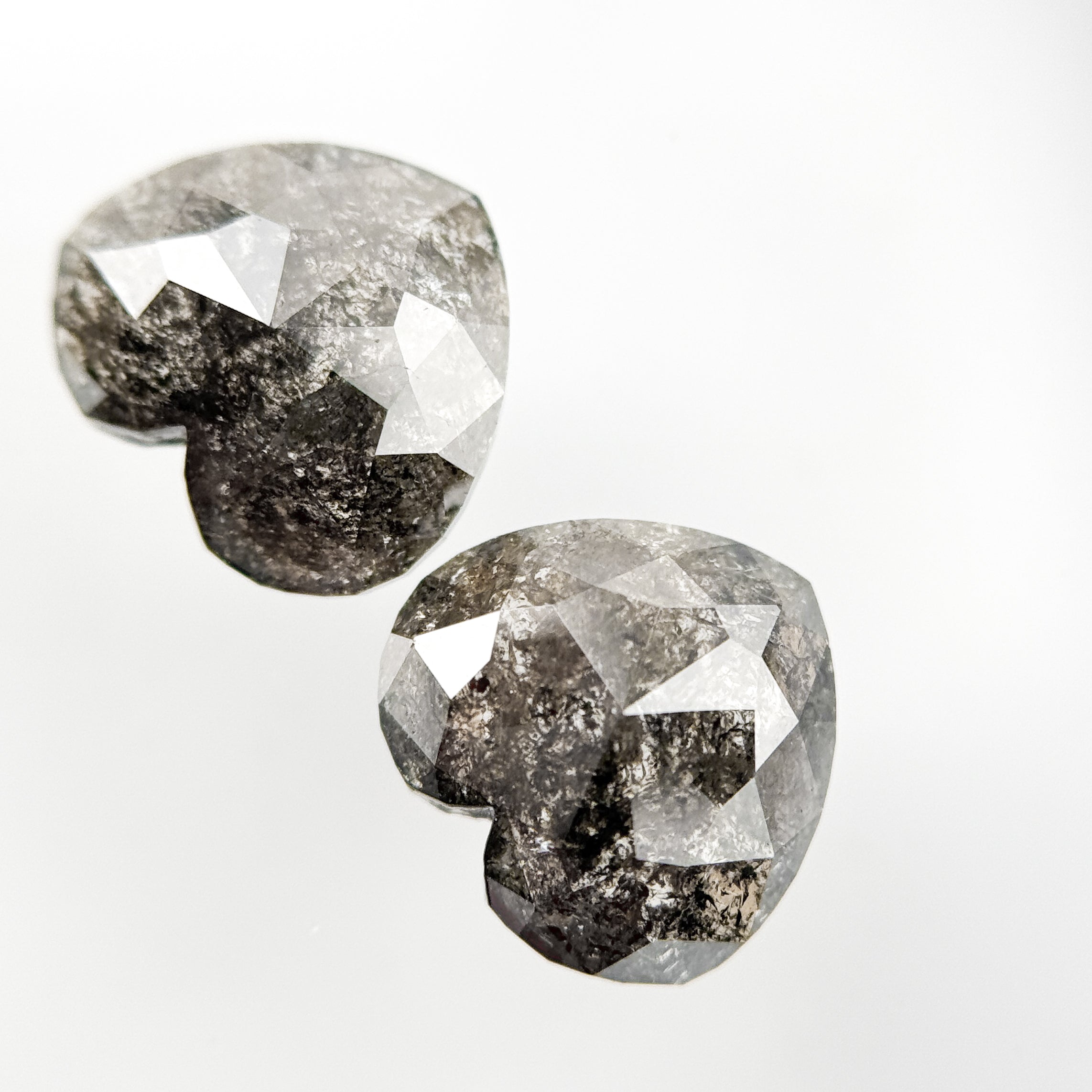 9 MM Heart Rose Cut Grey Natural Galaxy Diamond