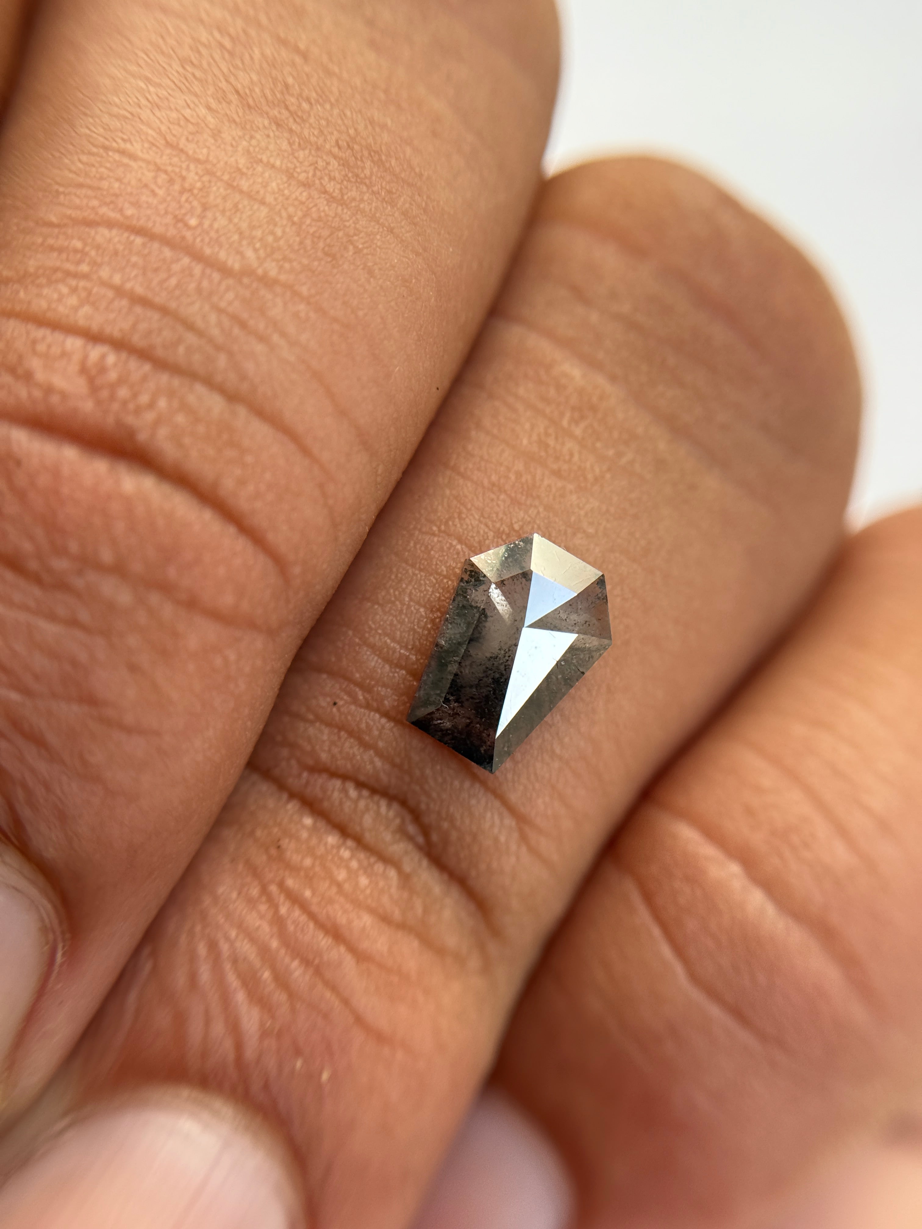 1.04 Ct Coffin Rose Cut Grey Natural Salt and Pepper Diamond