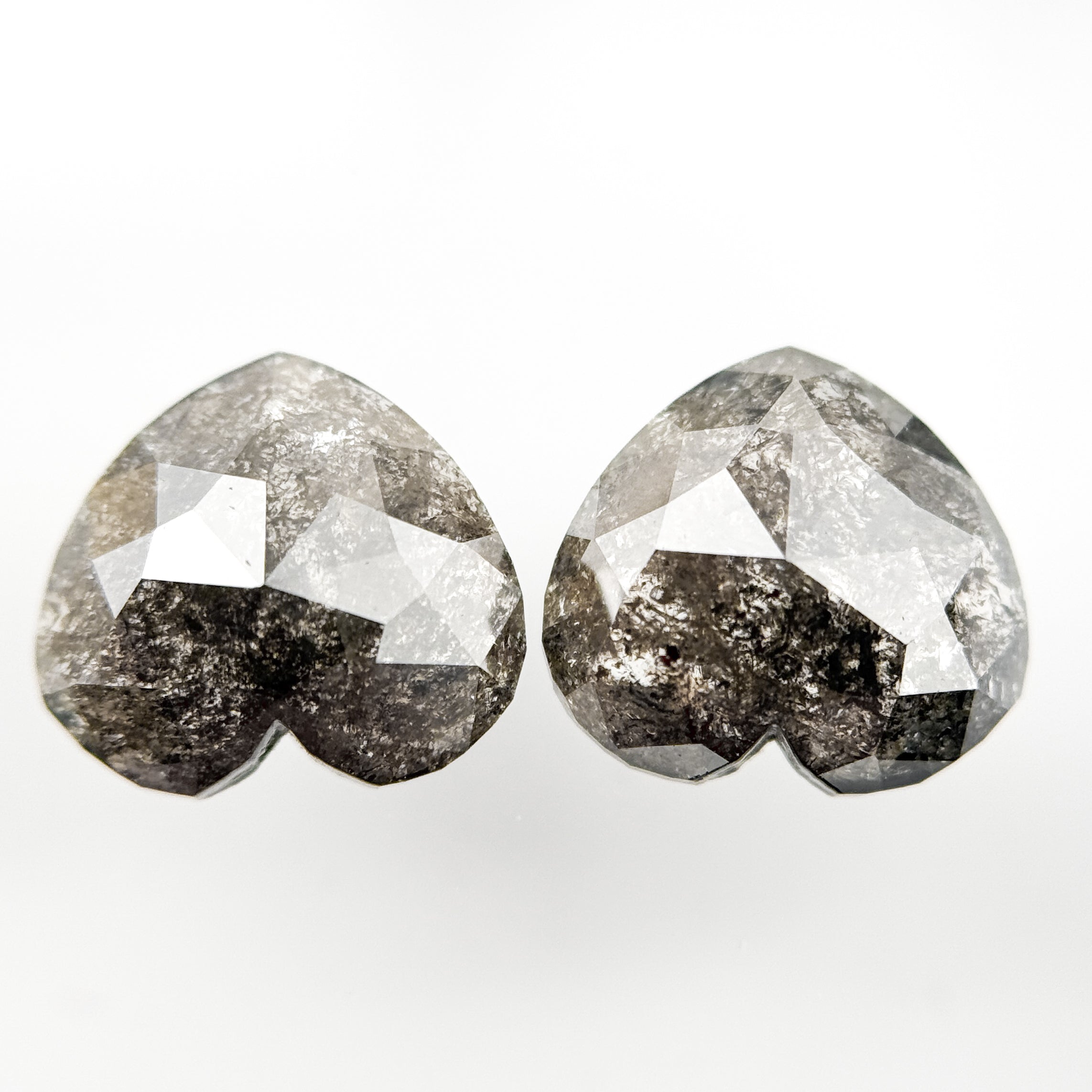 9 MM Heart Rose Cut Grey Natural Galaxy Diamond