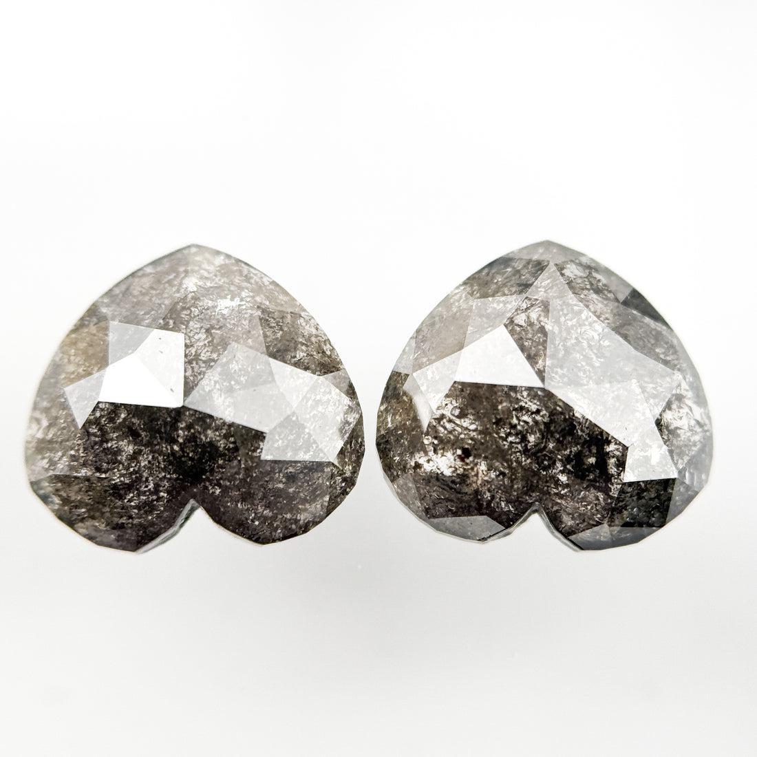 9 MM Heart Rose Cut Grey Natural Galaxy Diamond
