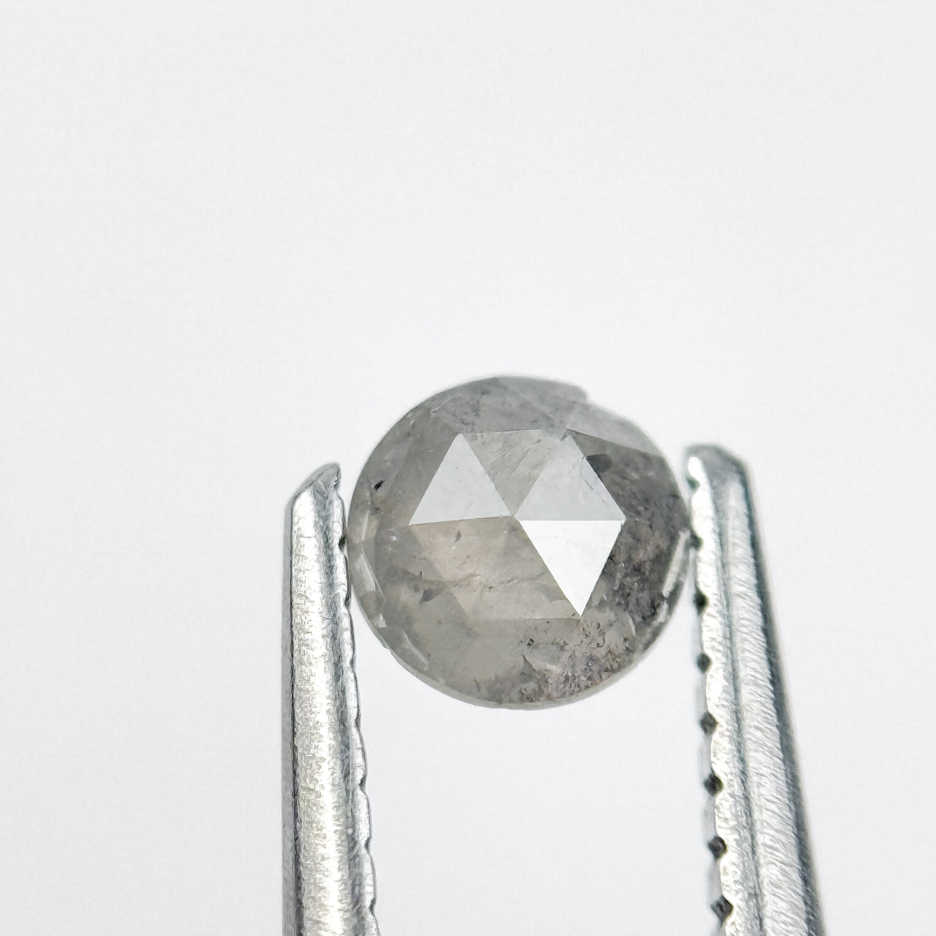 0.42 Ct Round Rose Cut Grey Natural Salt and Pepper Diamond