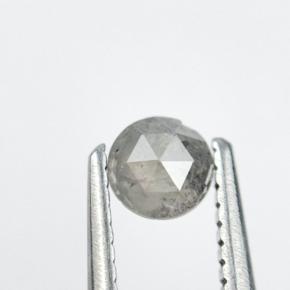 0.42 Ct Round Rose Cut Grey Natural Salt and Pepper Diamond