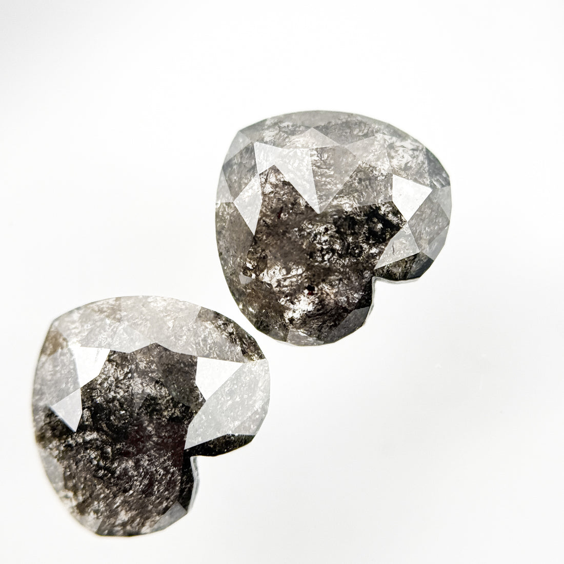9 MM Heart Rose Cut Grey Natural Galaxy Diamond