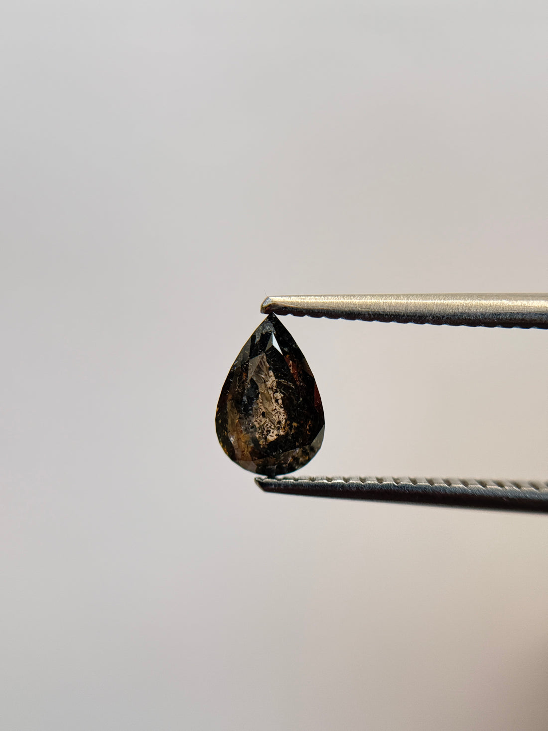 0.96 Ct Pear Rose Cut Grey Natural Salt and Pepper Diamond