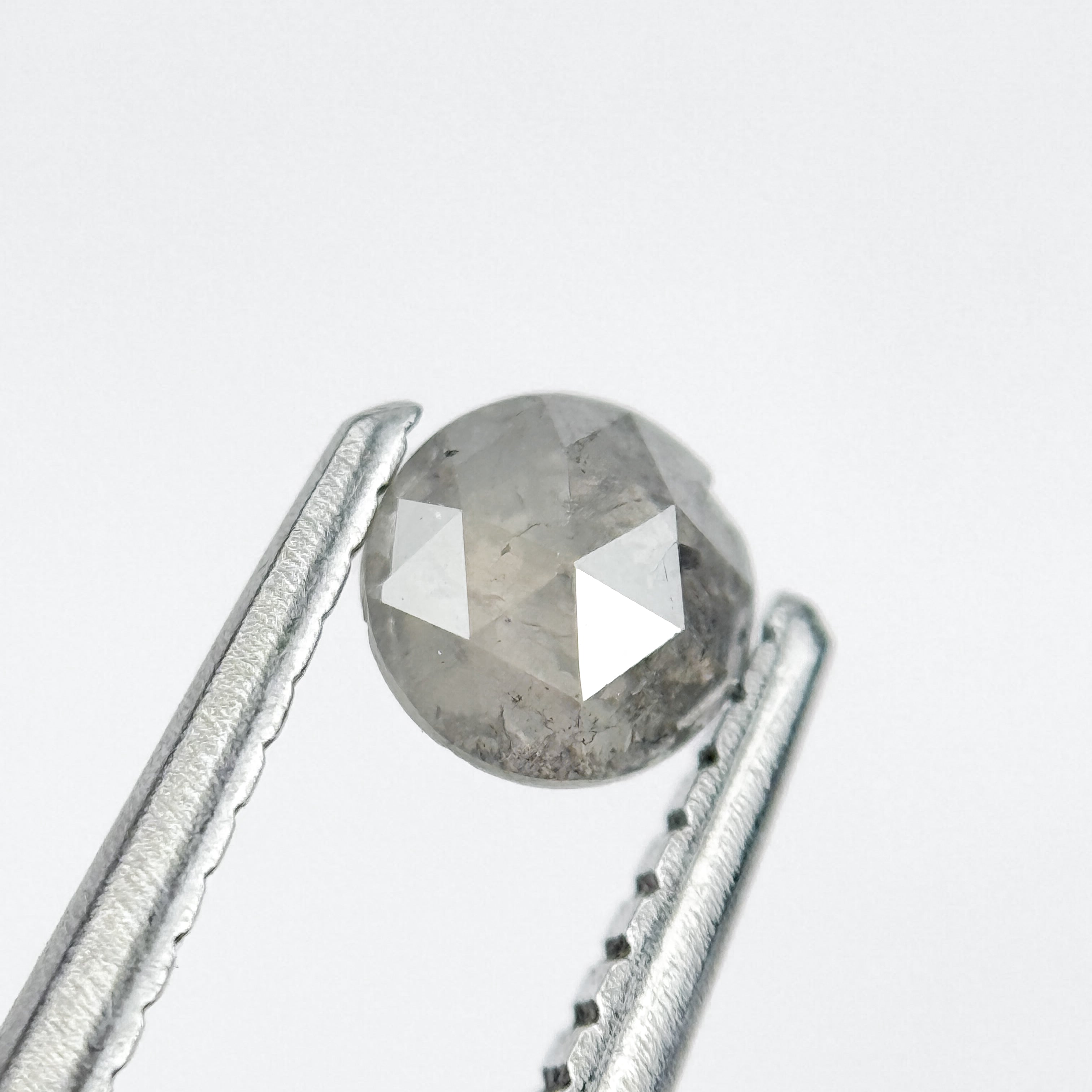 0.42 Ct Round Rose Cut Grey Natural Salt and Pepper Diamond