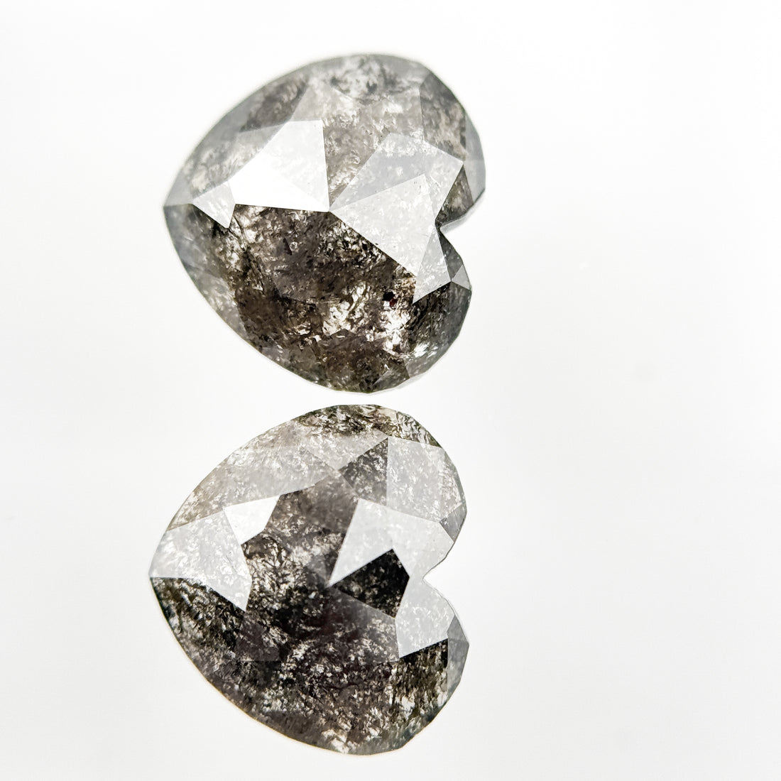 9 MM Heart Rose Cut Grey Natural Galaxy Diamond