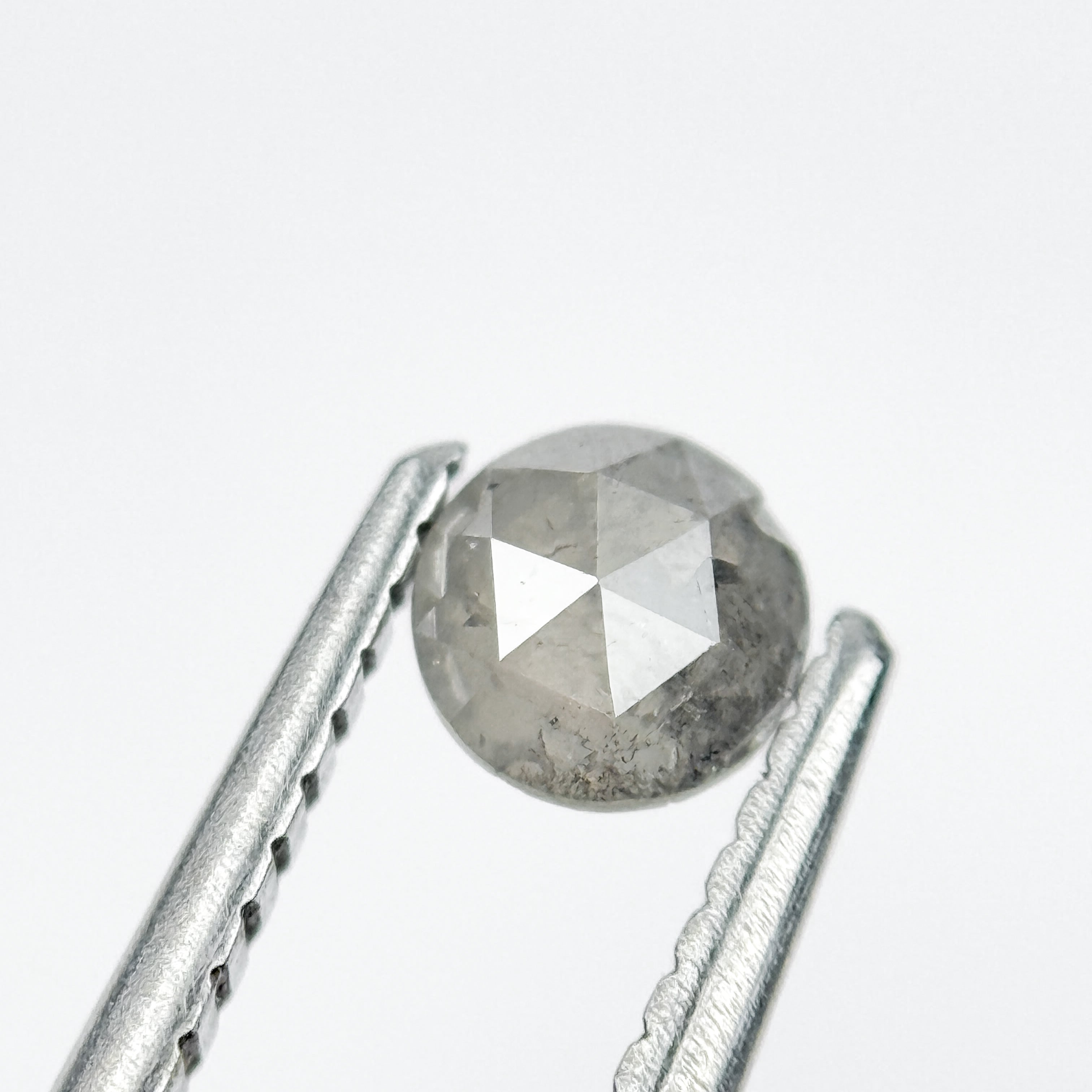 0.42 Ct Round Rose Cut Grey Natural Salt and Pepper Diamond