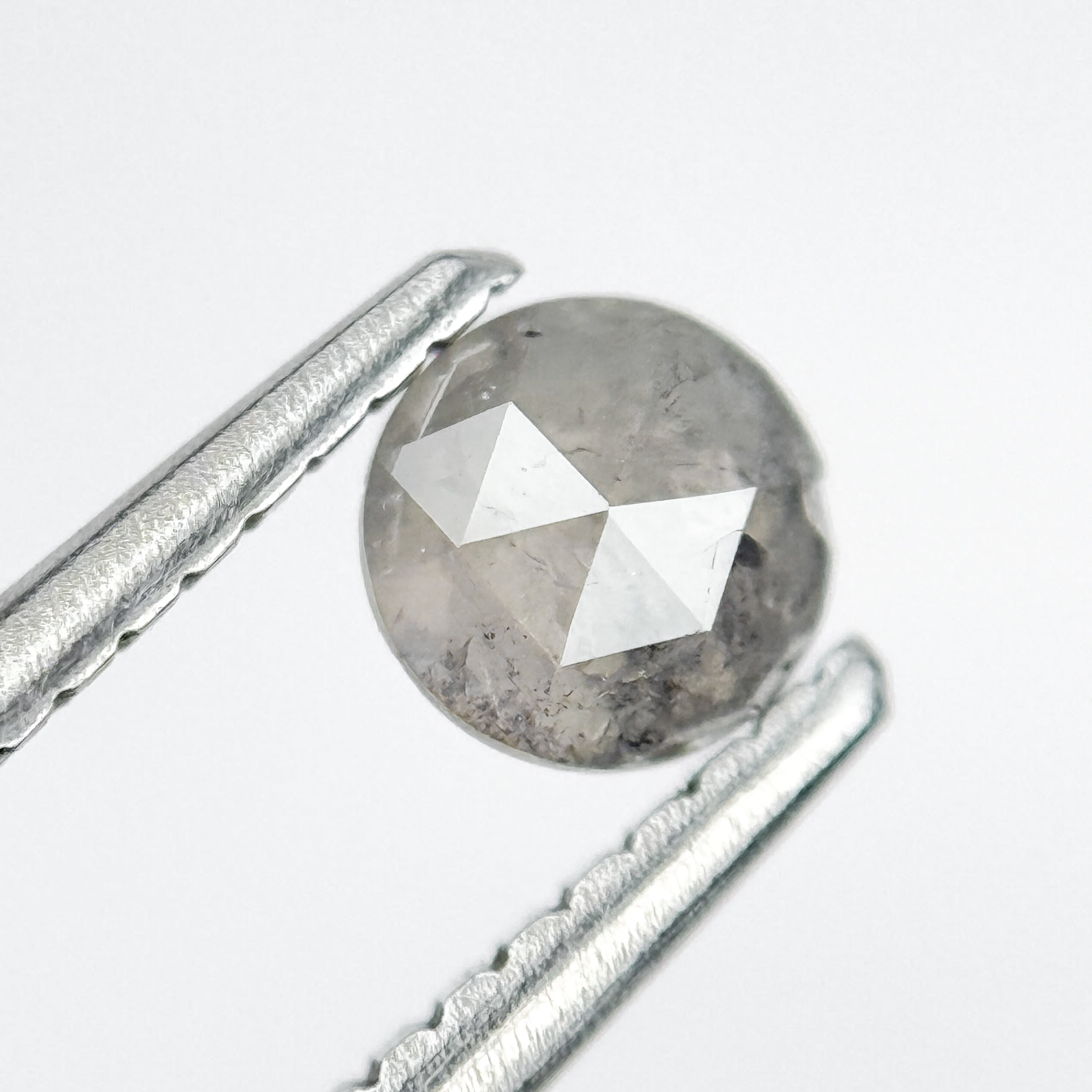 0.42 Ct Round Rose Cut Grey Natural Salt and Pepper Diamond