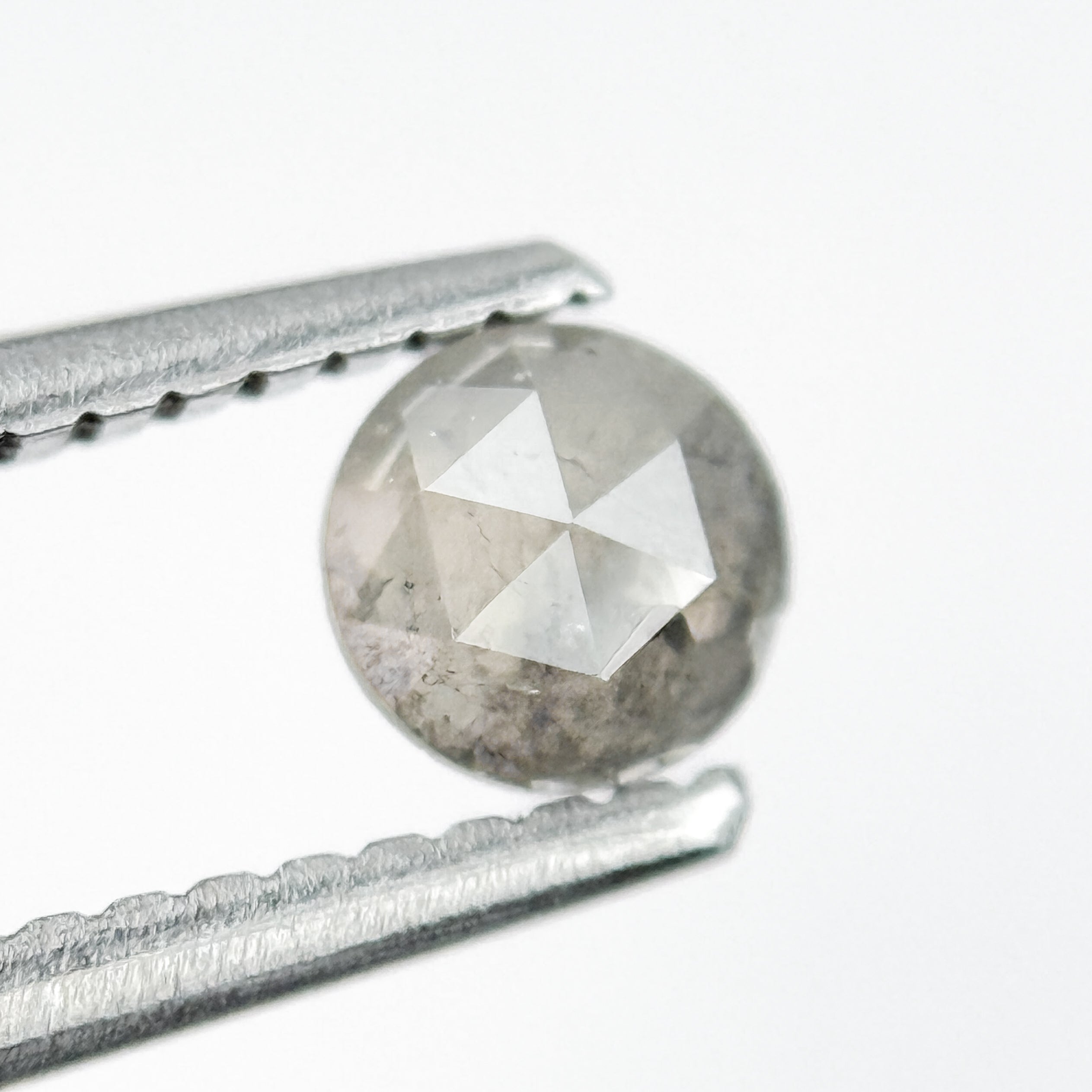 0.42 Ct Round Rose Cut Grey Natural Salt and Pepper Diamond