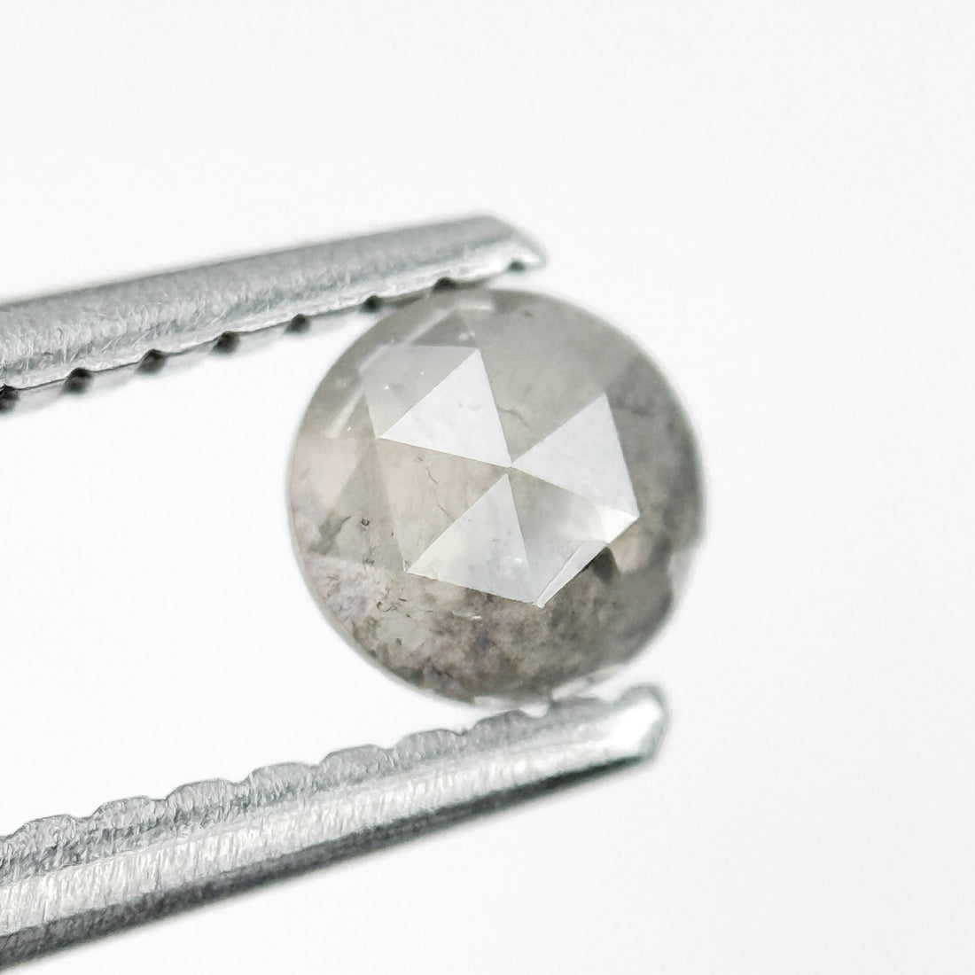 0.42 Ct Round Rose Cut Grey Natural Salt and Pepper Diamond