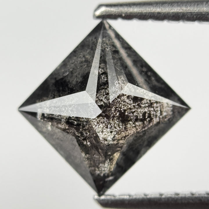 1.33 Ct Princess Rose Cut Grey Natural Salt and Pepper Diamond