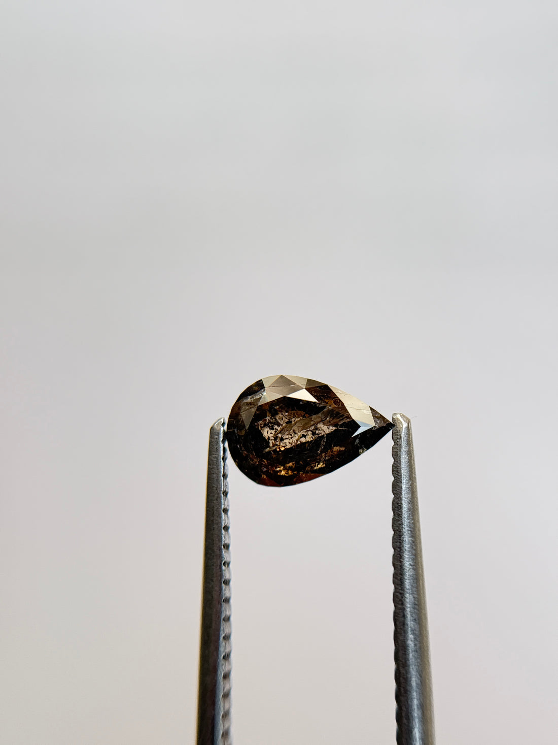 0.96 Ct Pear Rose Cut Grey Natural Salt and Pepper Diamond