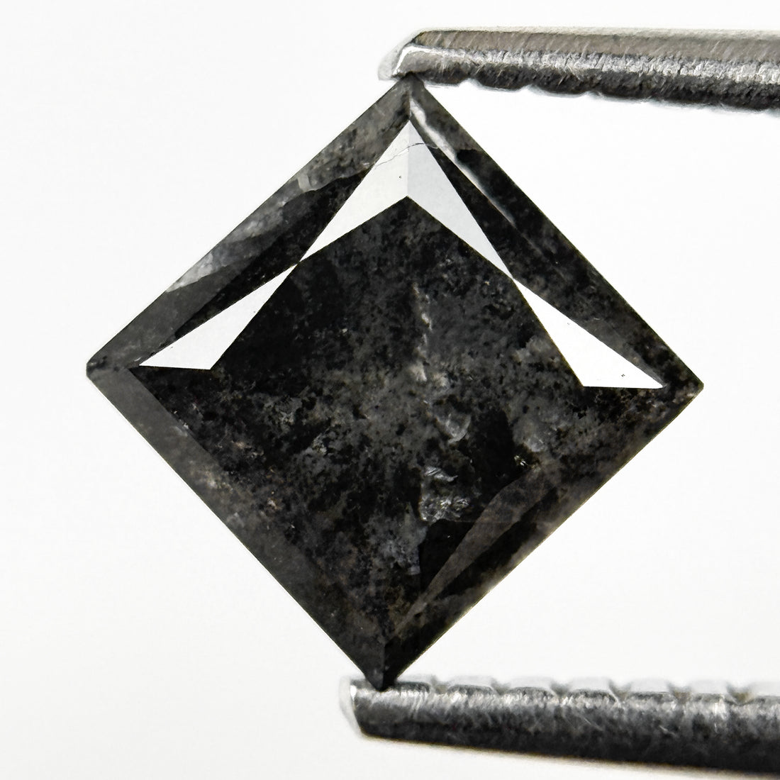 1.26 Ct Princess Rose Cut Grey Natural Salt and Pepper Diamond