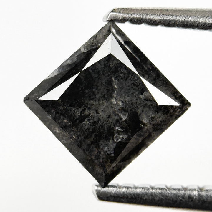 1.26 Ct Princess Rose Cut Grey Natural Salt and Pepper Diamond