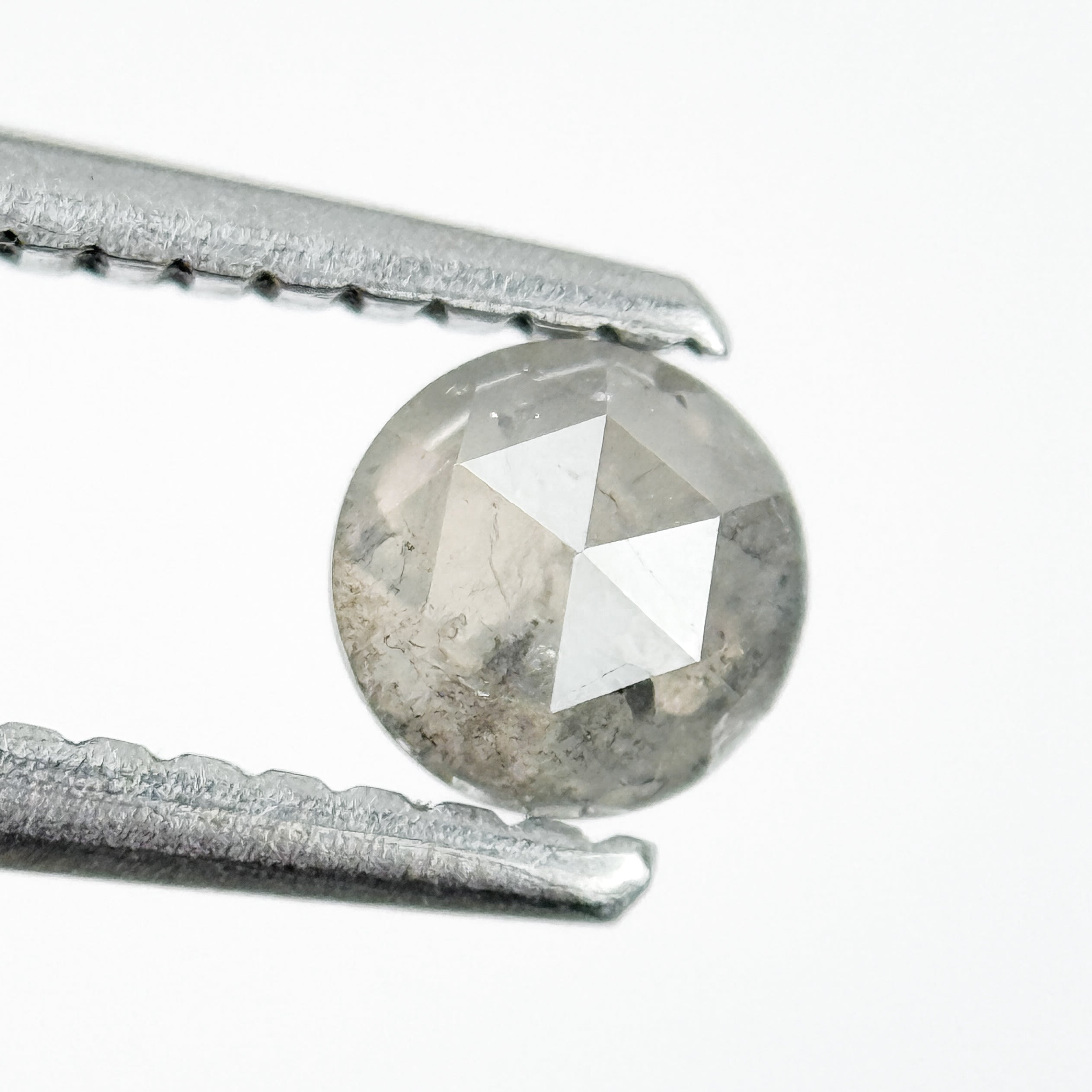 0.42 Ct Round Rose Cut Grey Natural Salt and Pepper Diamond