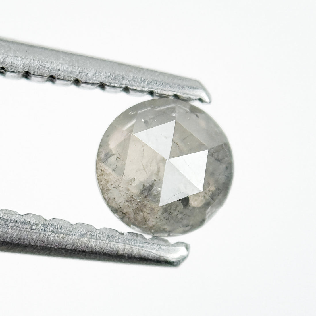 0.42 Ct Round Rose Cut Grey Natural Salt and Pepper Diamond