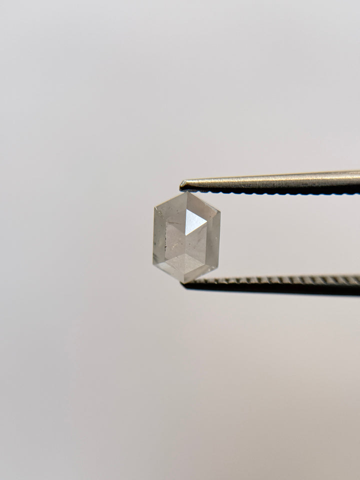 1.19 Ct Hexagon Rose Cut ICY Natural Salt and Pepper Diamond