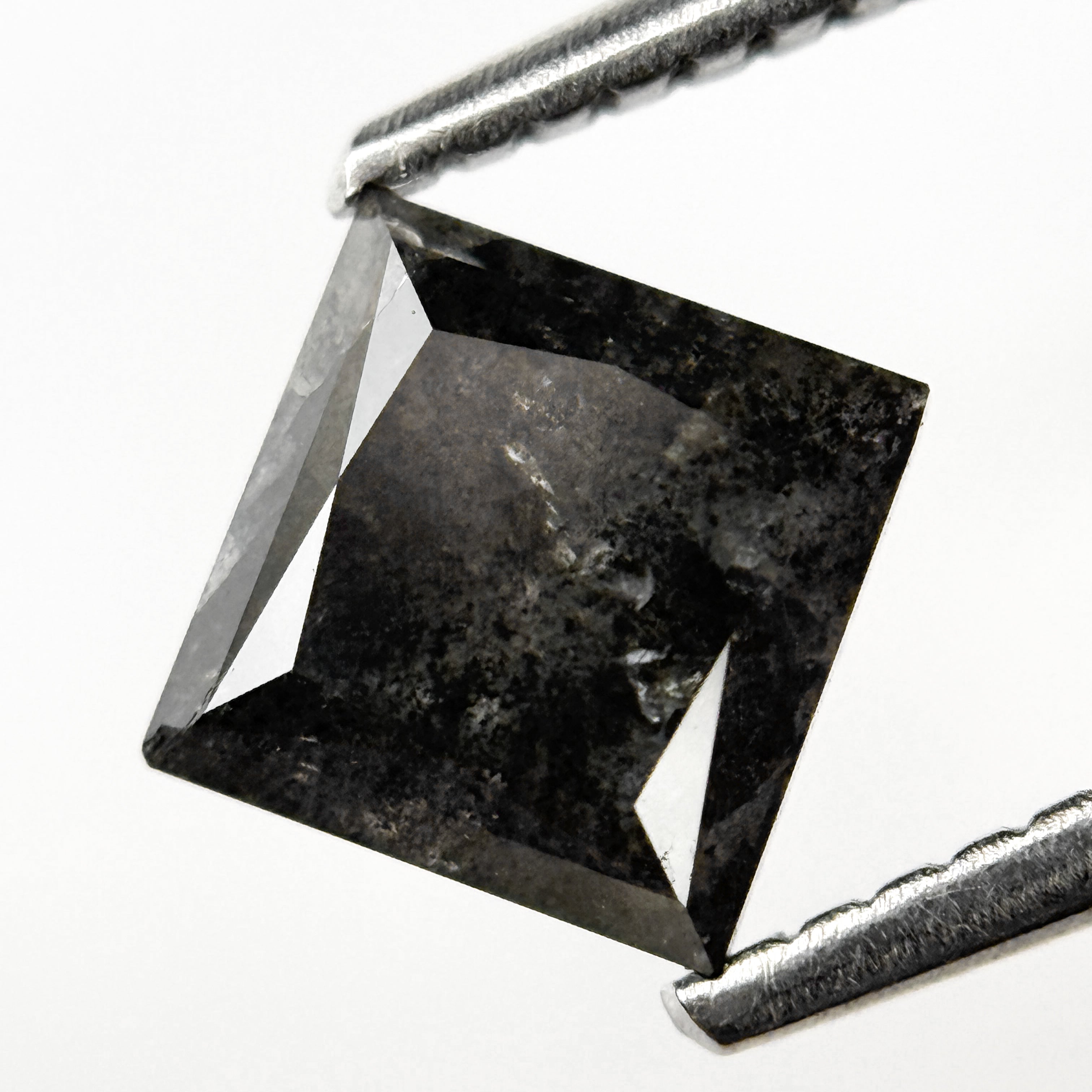 1.26 Ct Princess Rose Cut Grey Natural Salt and Pepper Diamond