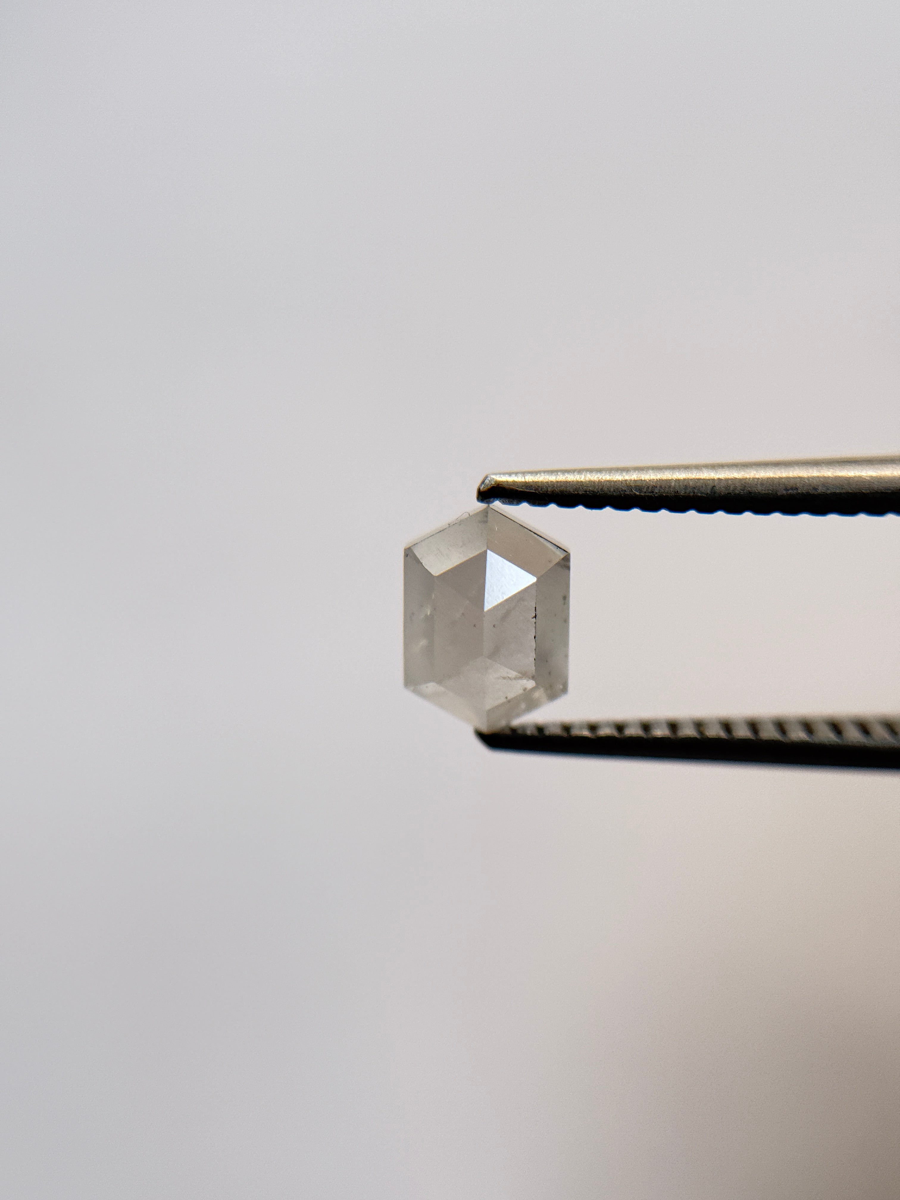 1.19 Ct Hexagon Rose Cut ICY Natural Salt and Pepper Diamond