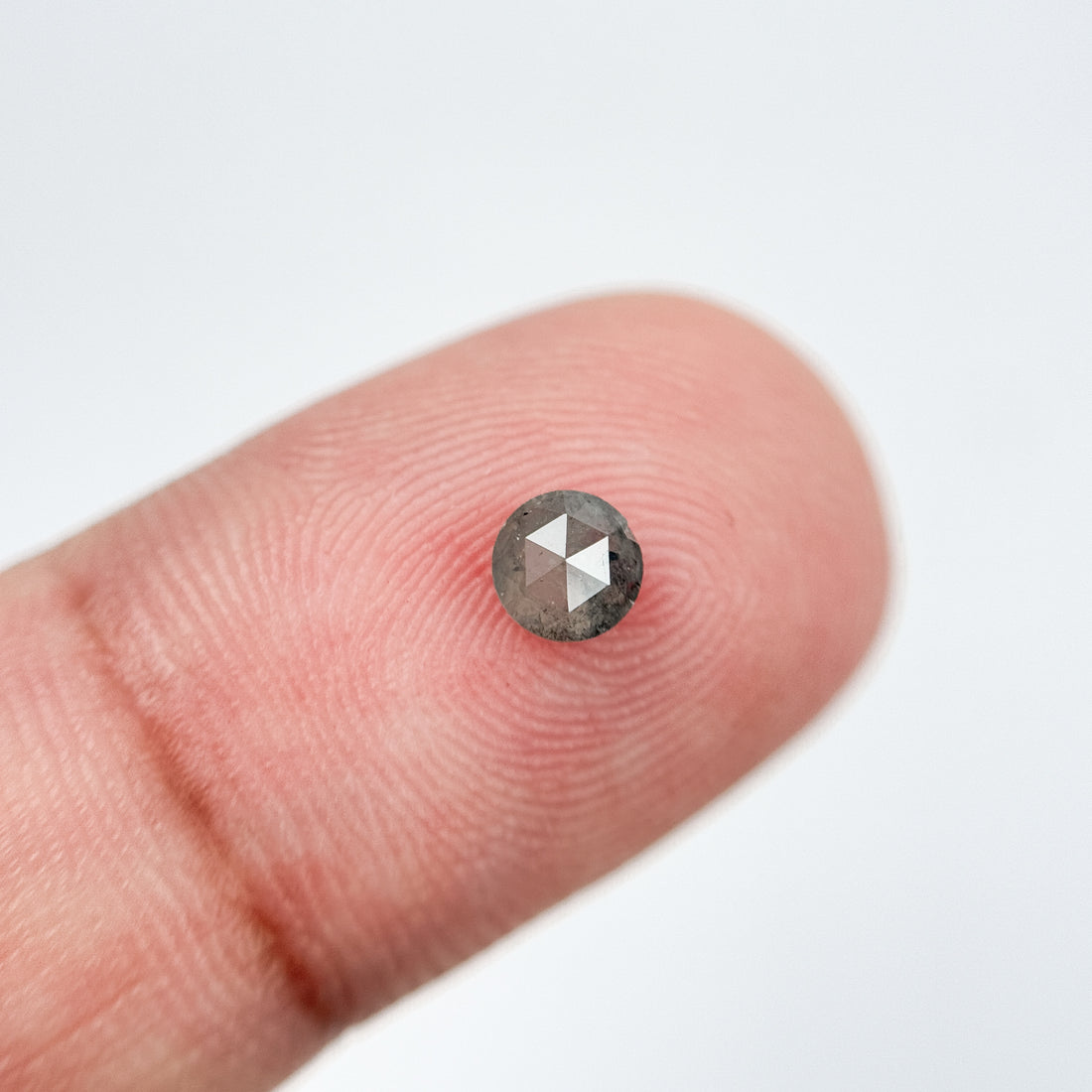 0.42 Ct Round Rose Cut Grey Natural Salt and Pepper Diamond