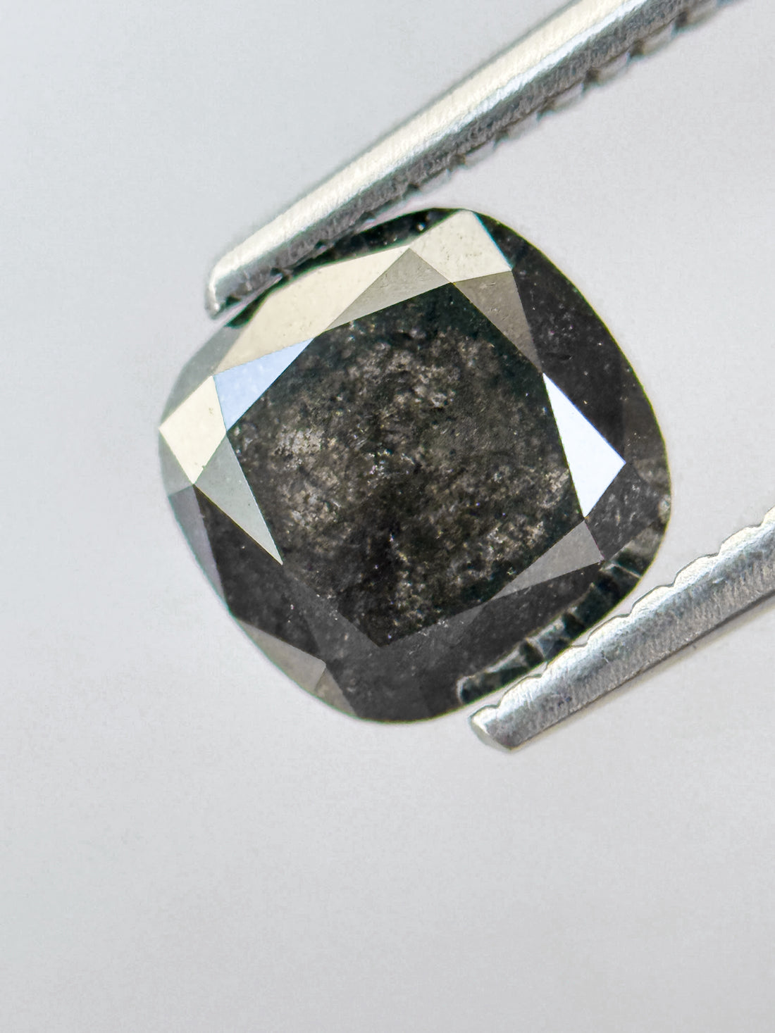 1.86 Ct Cushion Rose Cut Grey Natural Salt and Pepper Diamond