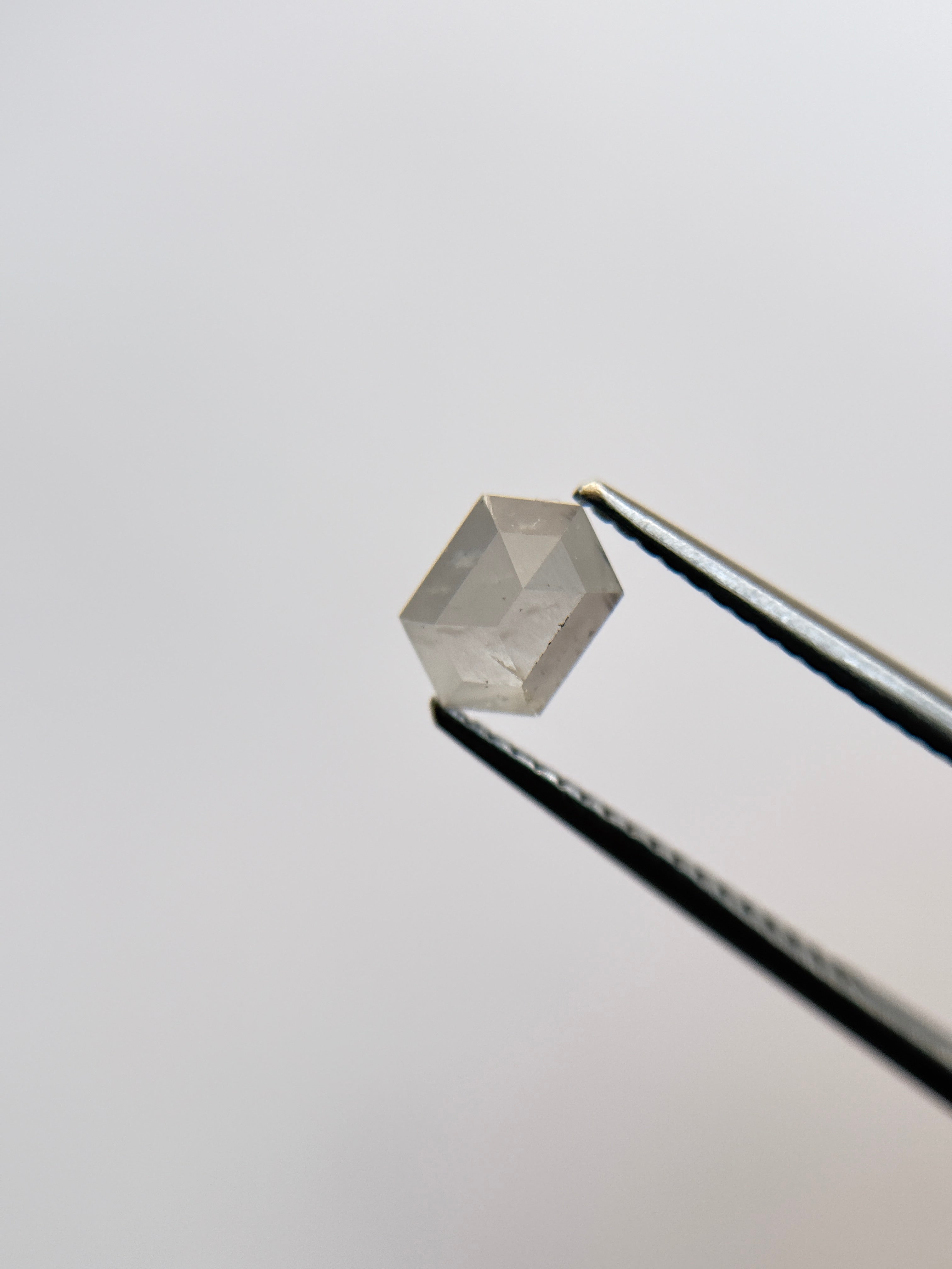 1.19 Ct Hexagon Rose Cut ICY Natural Salt and Pepper Diamond
