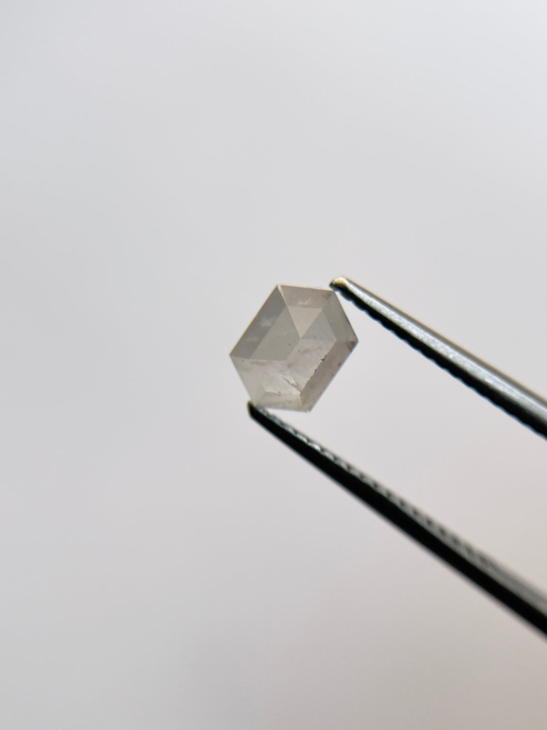 1.19 Ct Hexagon Rose Cut ICY Natural Salt and Pepper Diamond