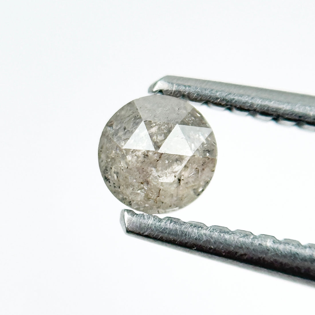 0.33 Ct Round Rose Cut Grey Natural Salt and Pepper Diamond