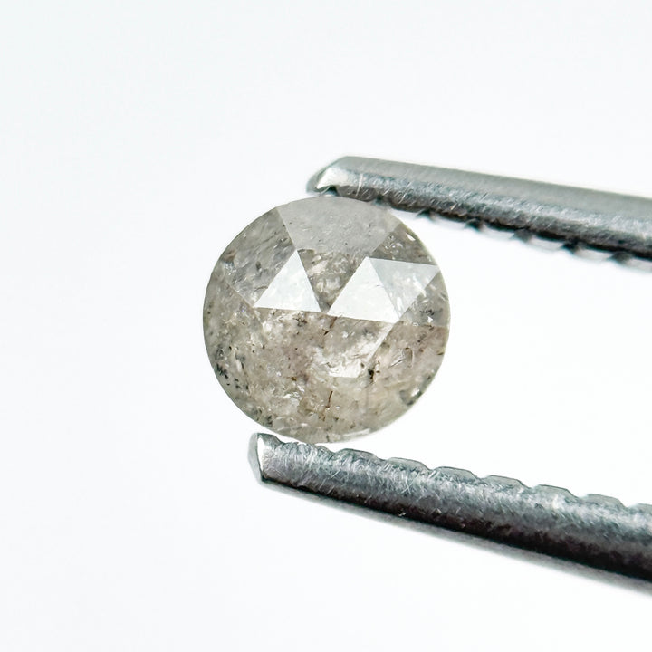 0.33 Ct Round Rose Cut Grey Natural Salt and Pepper Diamond