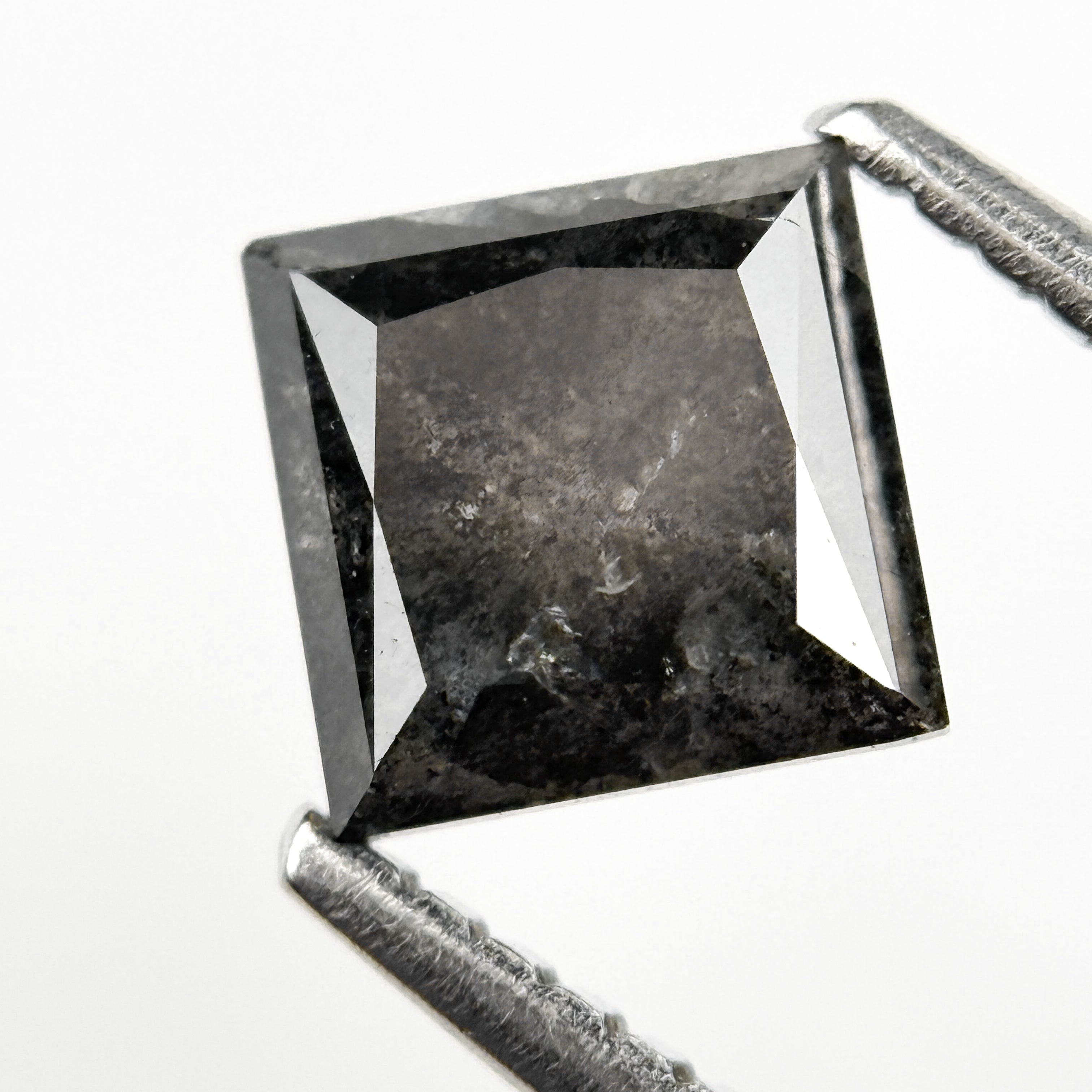 1.26 Ct Princess Rose Cut Grey Natural Salt and Pepper Diamond