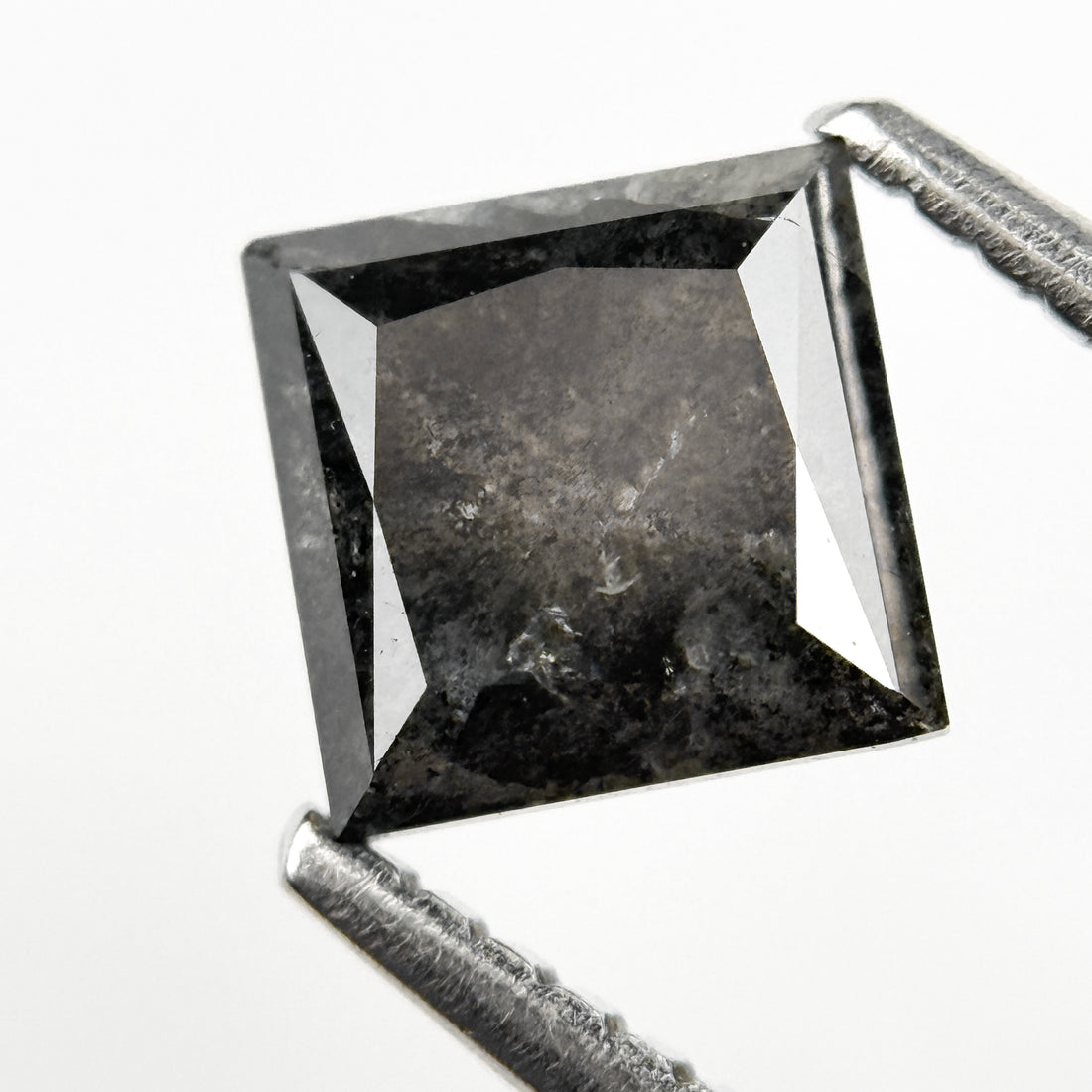 1.26 Ct Princess Rose Cut Grey Natural Salt and Pepper Diamond