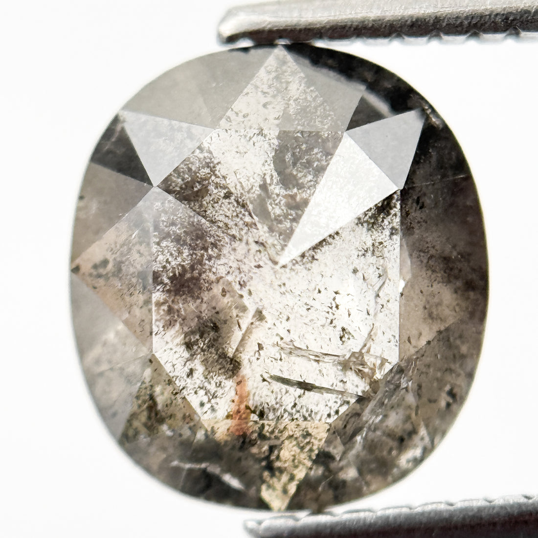 4.89 Ct Cushion Rose Cut Grey Natural Galaxy Diamond