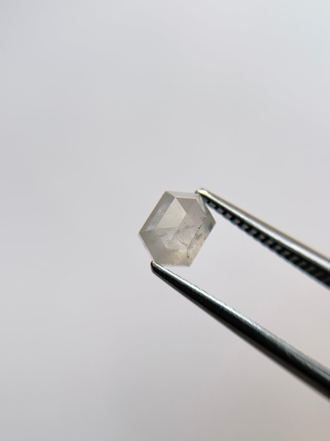 1.19 Ct Hexagon Rose Cut ICY Natural Salt and Pepper Diamond