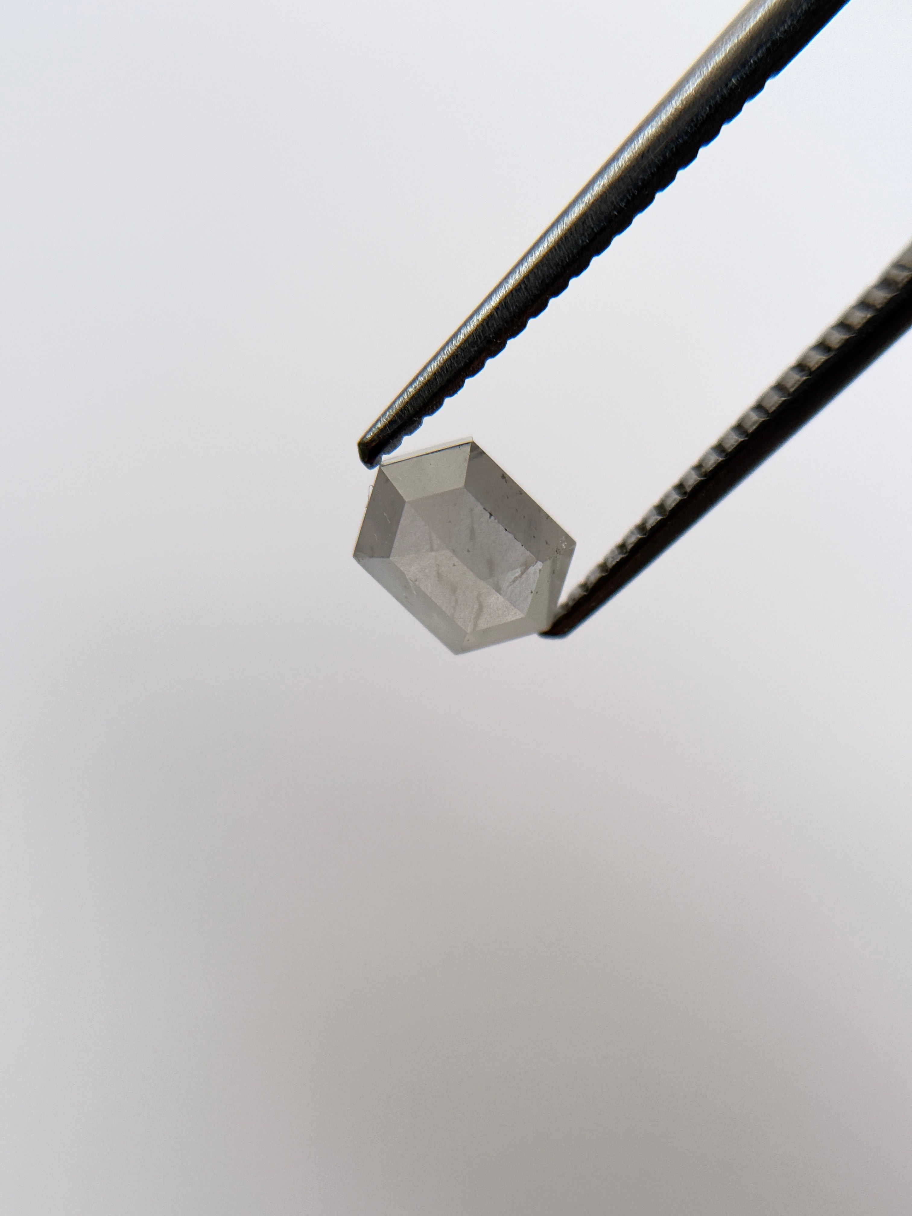 1.19 Ct Hexagon Rose Cut ICY Natural Salt and Pepper Diamond