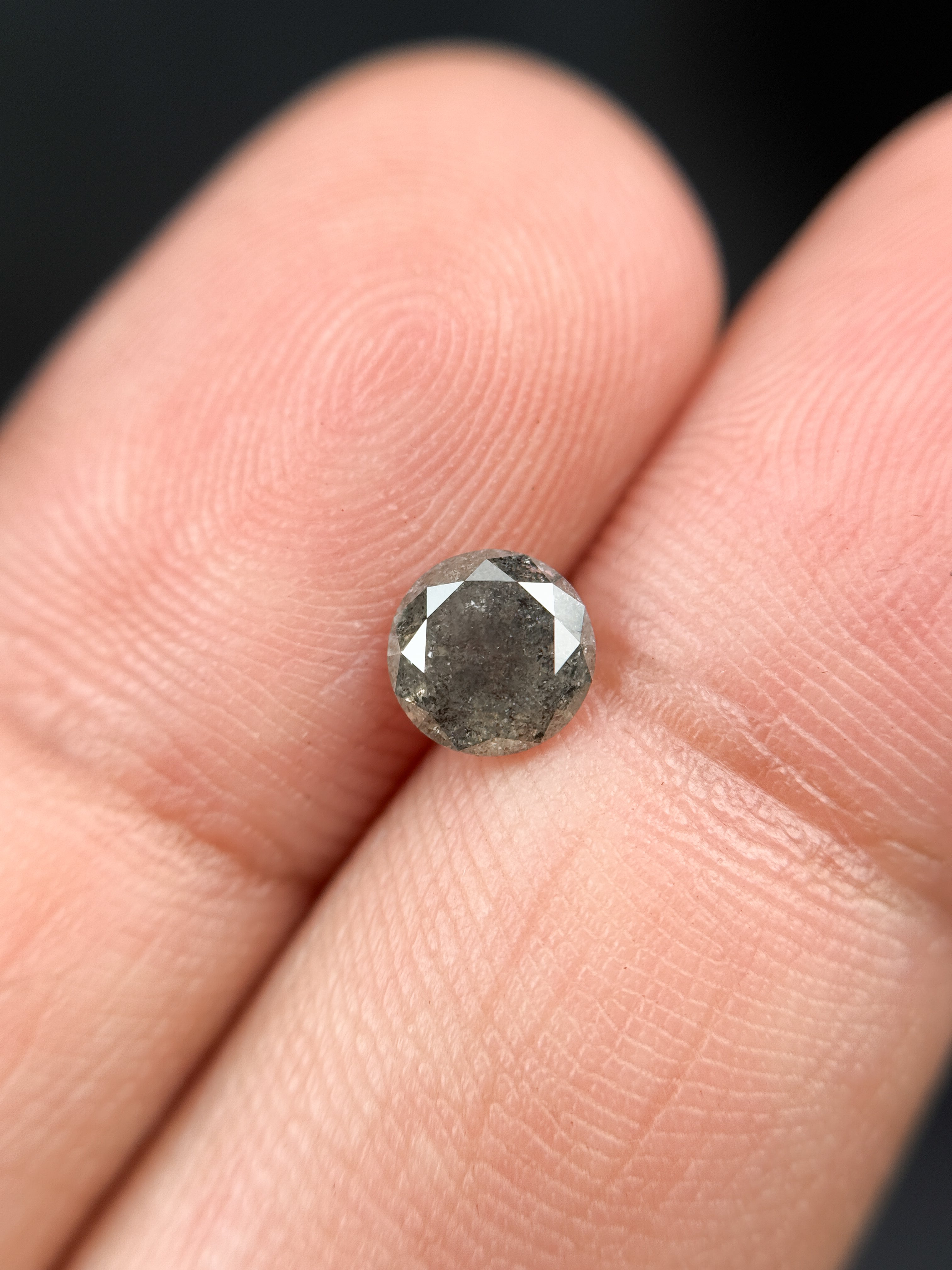 0.78 Ct Round Brilliant Cut Grey Natural Minimalist Diamond