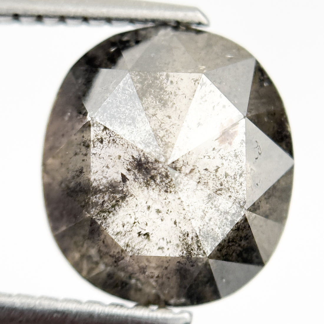 4.89 Ct Cushion Rose Cut Grey Natural Galaxy Diamond