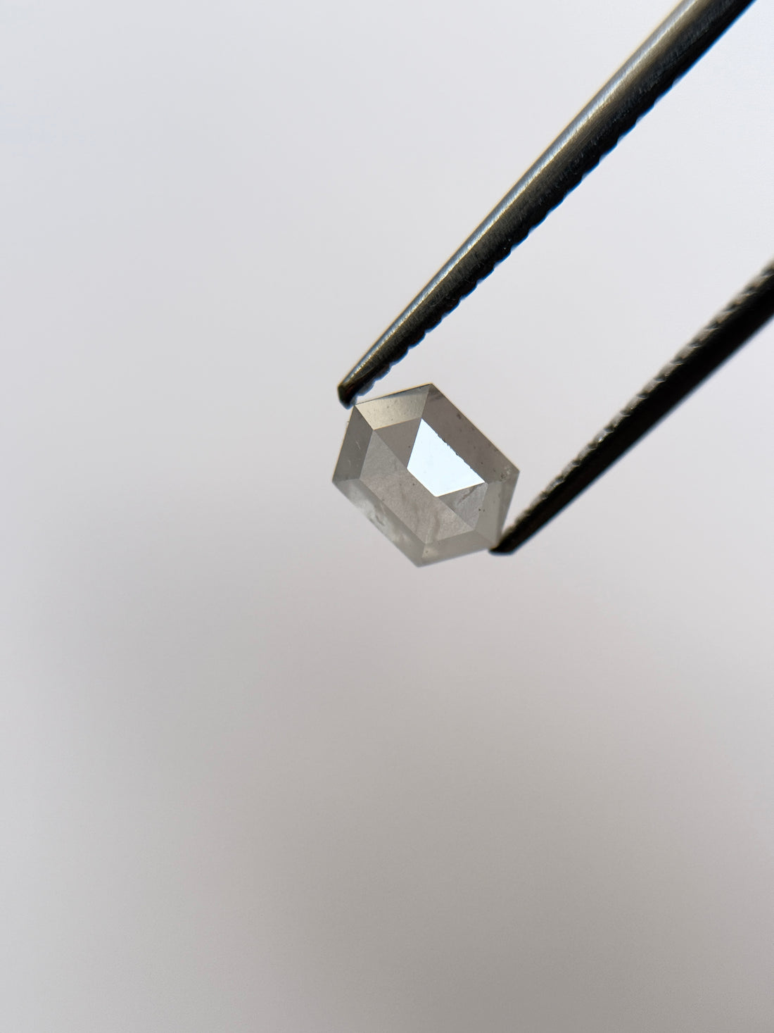 1.19 Ct Hexagon Rose Cut ICY Natural Salt and Pepper Diamond