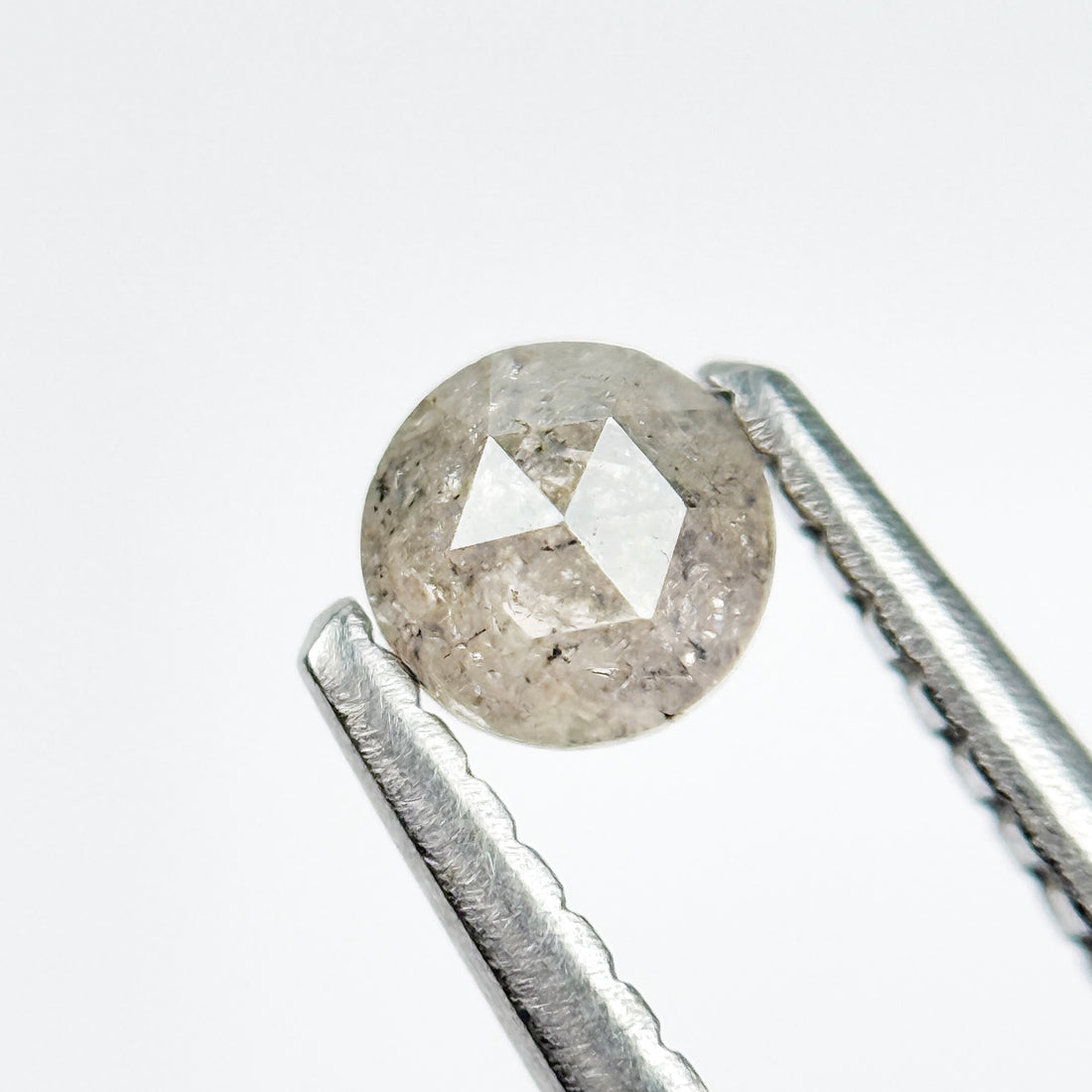 0.33 Ct Round Rose Cut Grey Natural Salt and Pepper Diamond
