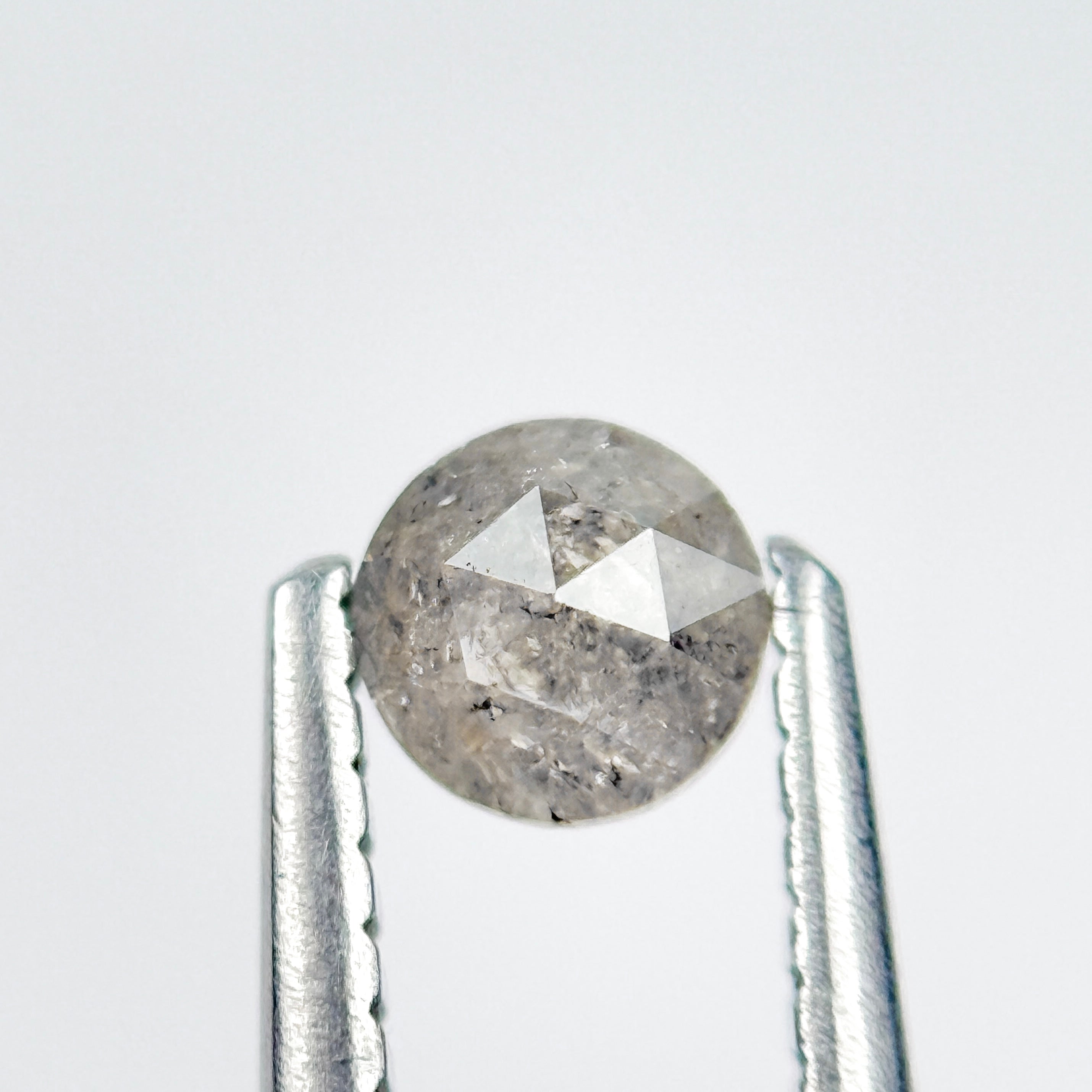 0.33 Ct Round Rose Cut Grey Natural Salt and Pepper Diamond