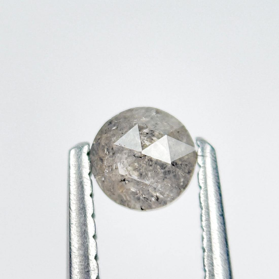 0.33 Ct Round Rose Cut Grey Natural Salt and Pepper Diamond