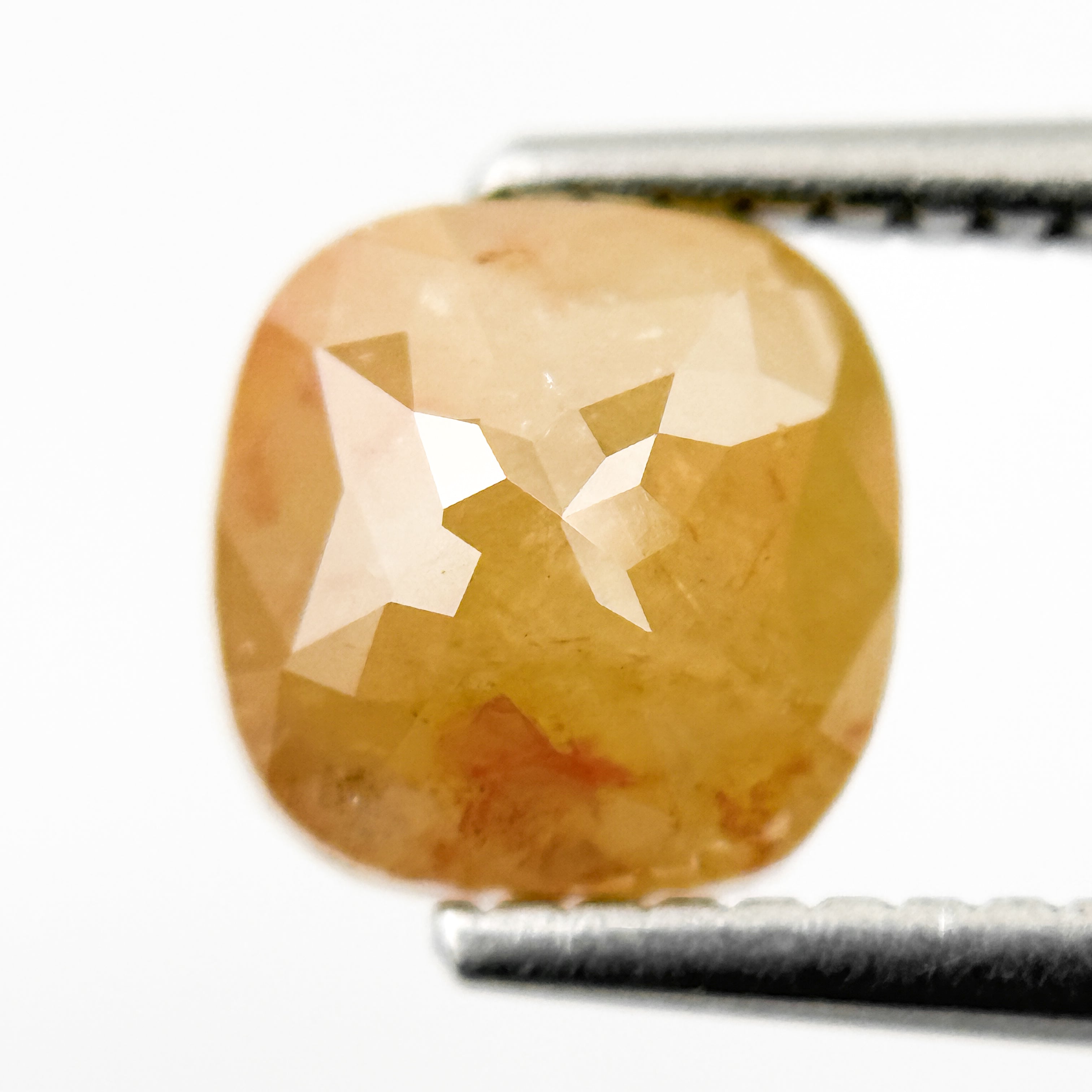 2.10 Ct Cushion Rose Cut Yellow Natural Salt and Pepper Diamond