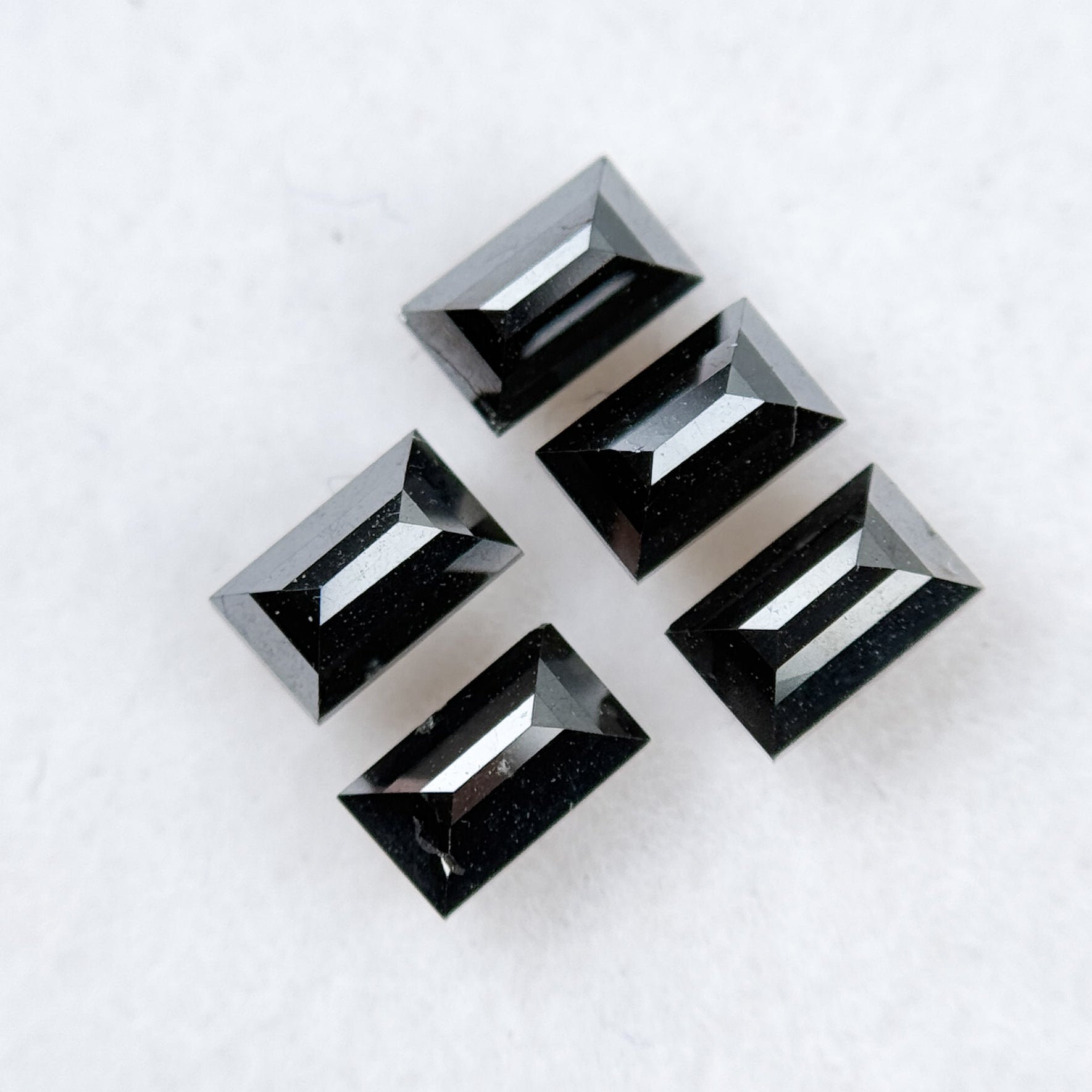 6 MM Baguette Rose Cut Black Natural Fancy Diamond