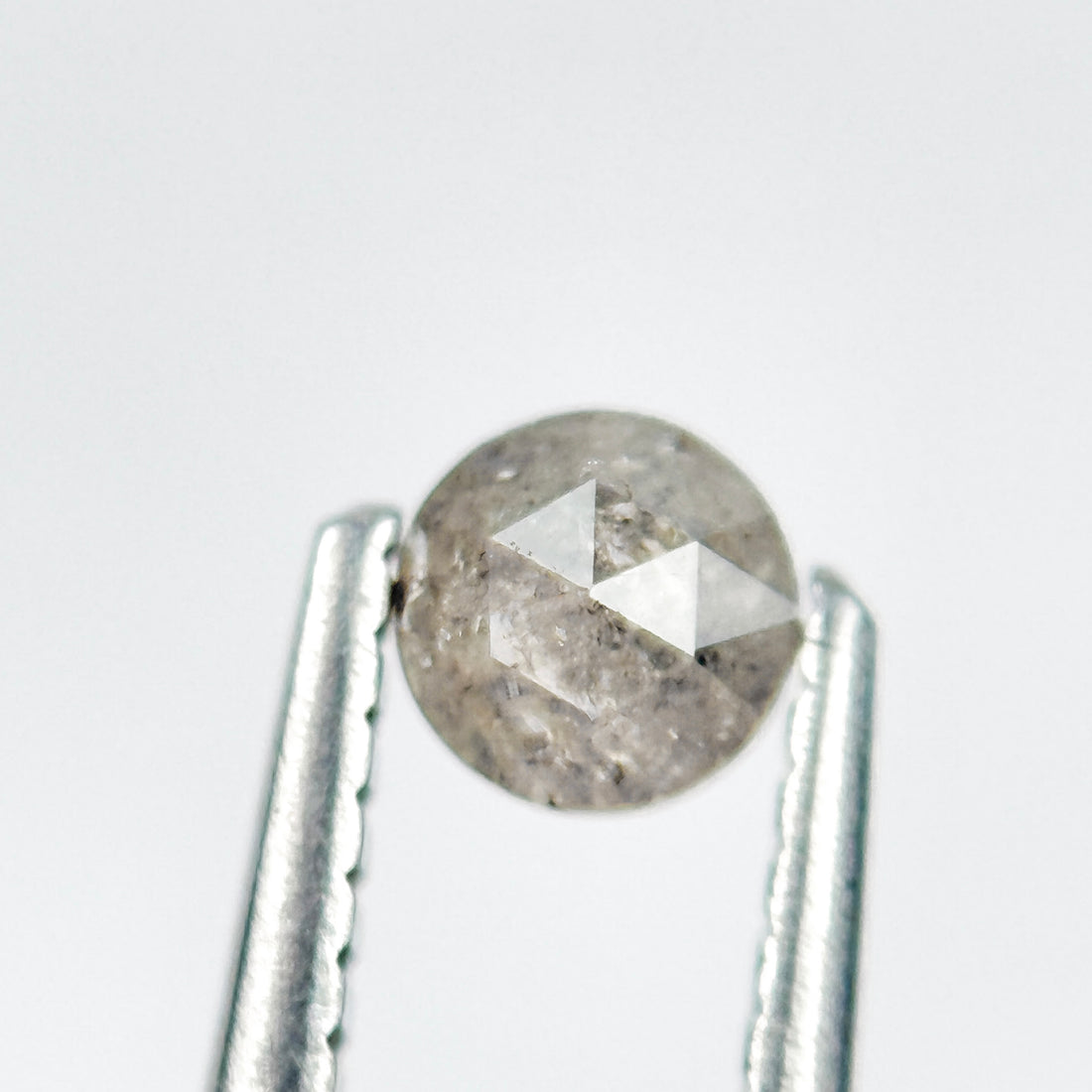 0.33 Ct Round Rose Cut Grey Natural Salt and Pepper Diamond